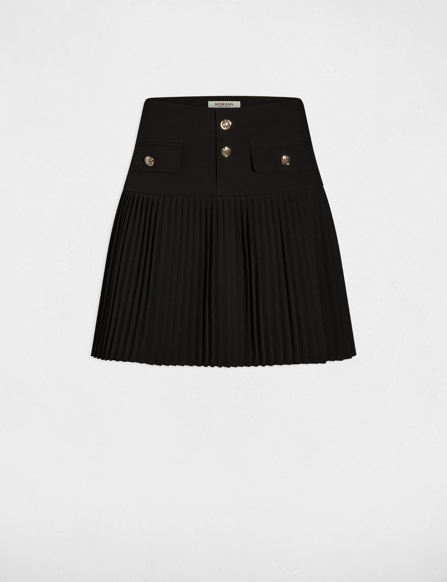 Jupe courte pliss&eacute;e noir femme