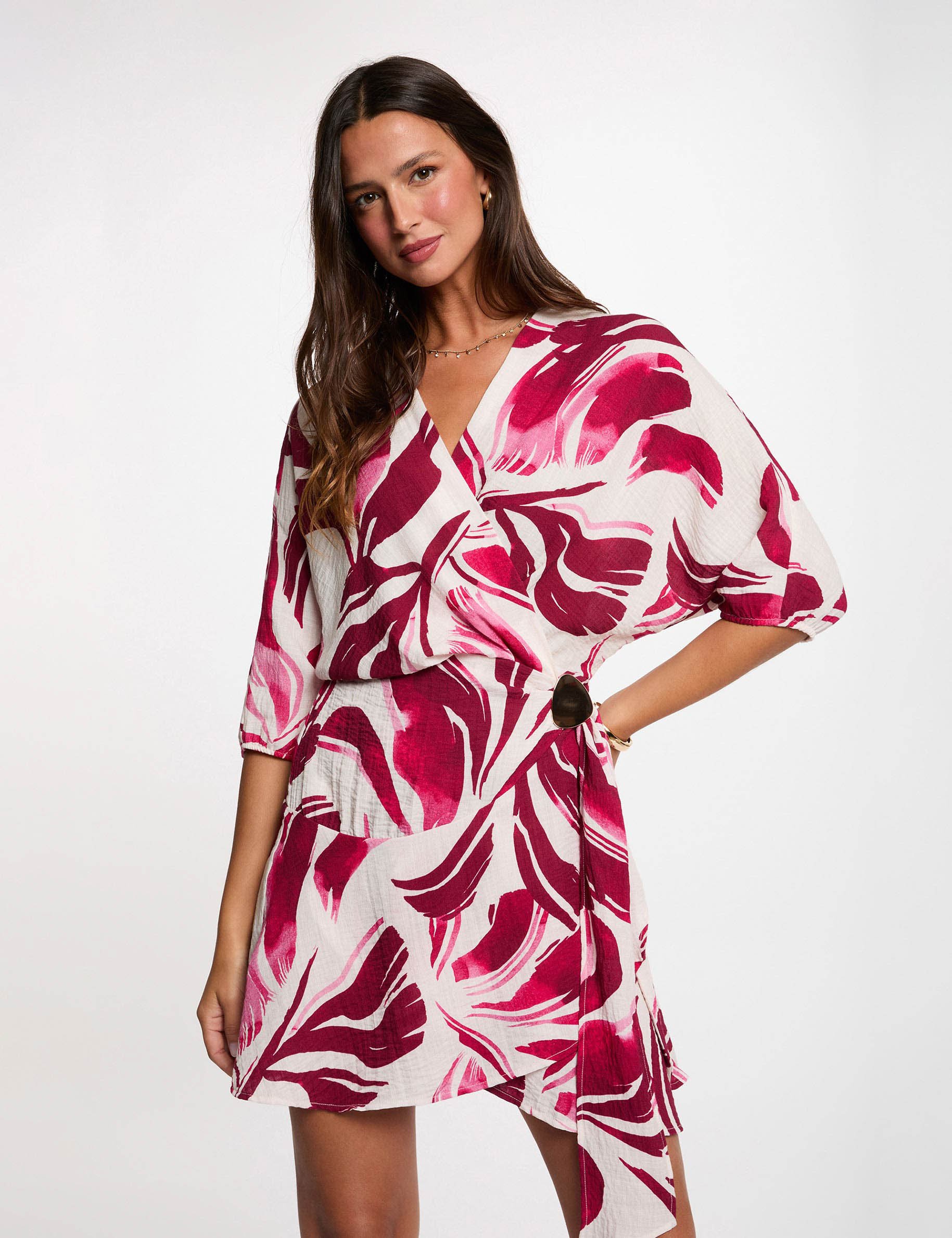 Robe pliss&eacute;e cache coeur multicolore femme