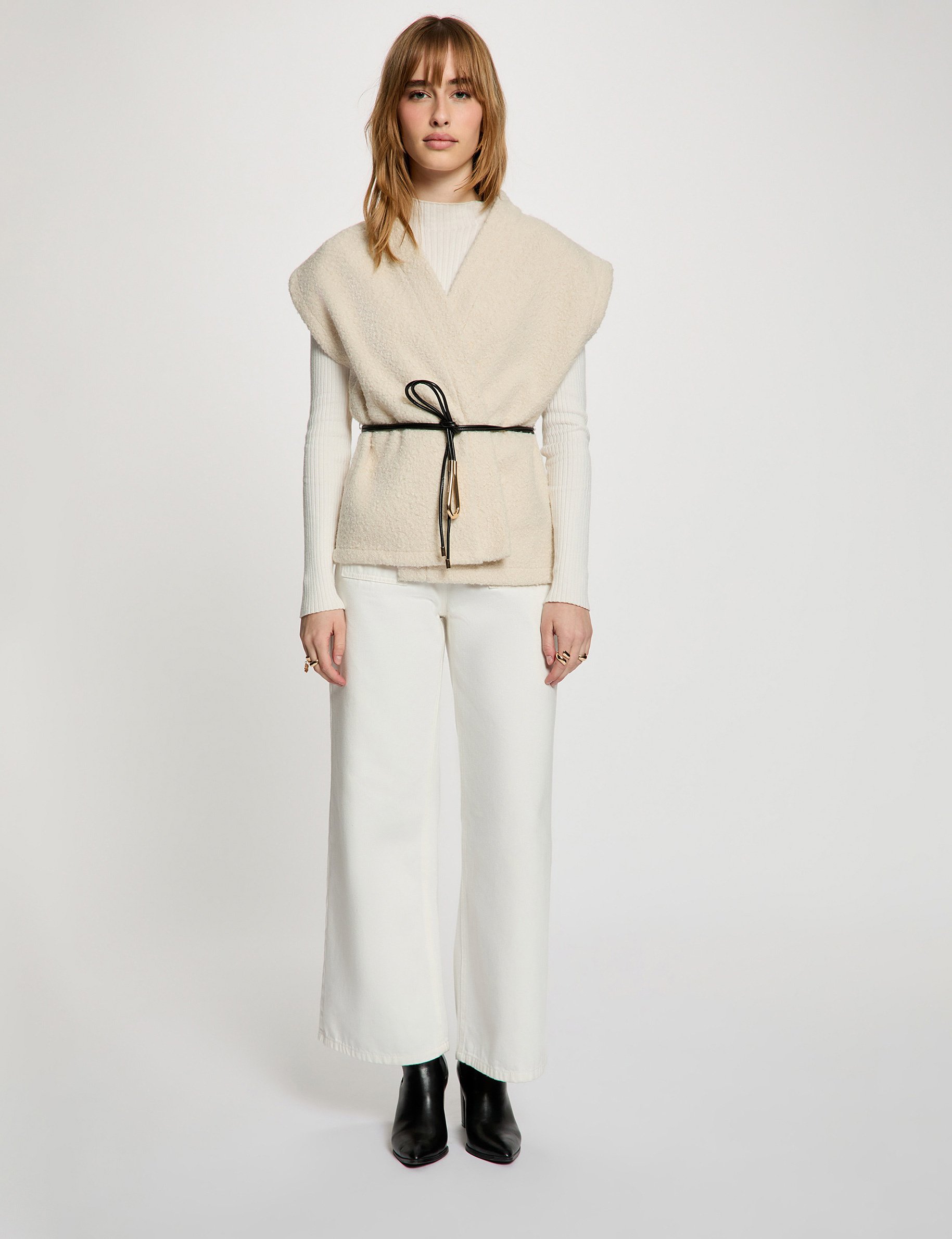 Veste sans manches ivoire femme