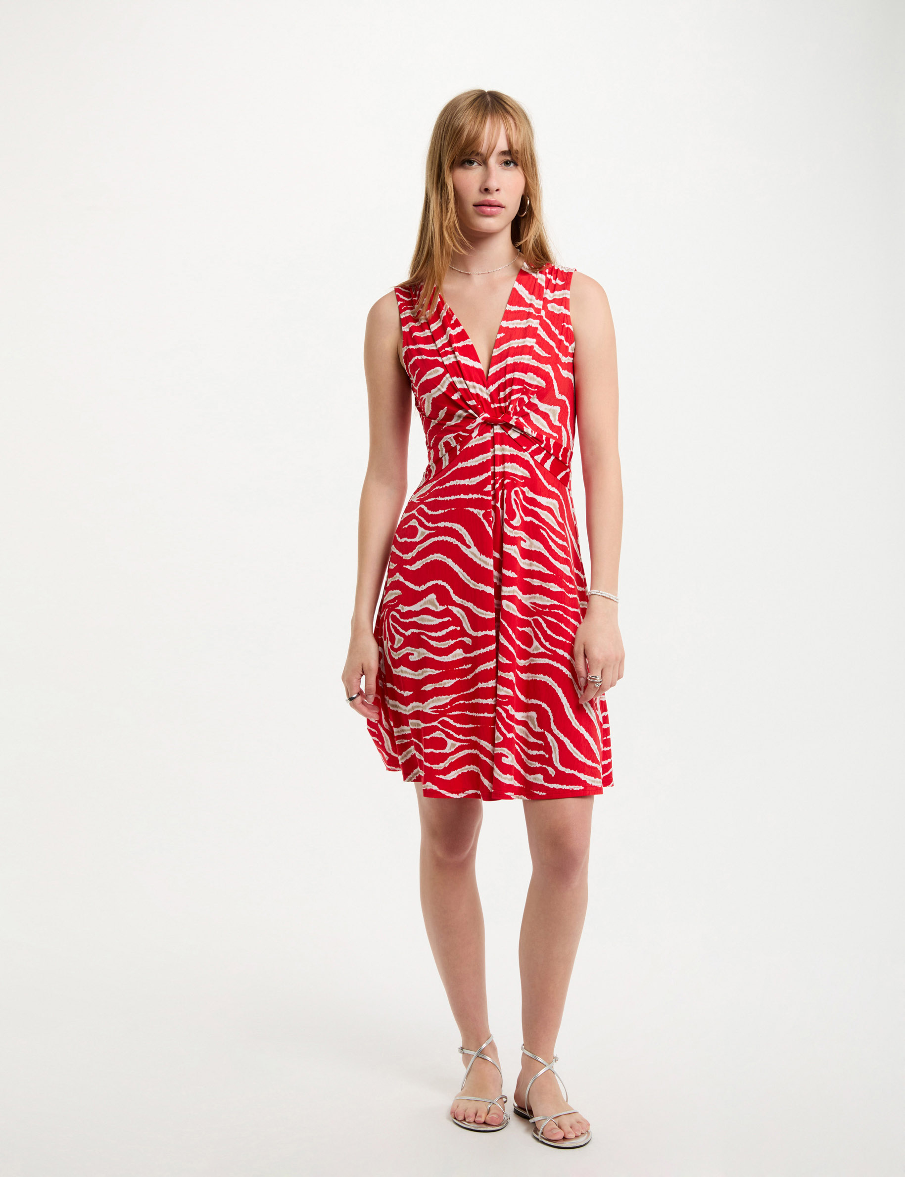 robe courte ajustee imprimee multicolore femme Robe courte ajustée imprimée multicolore femme