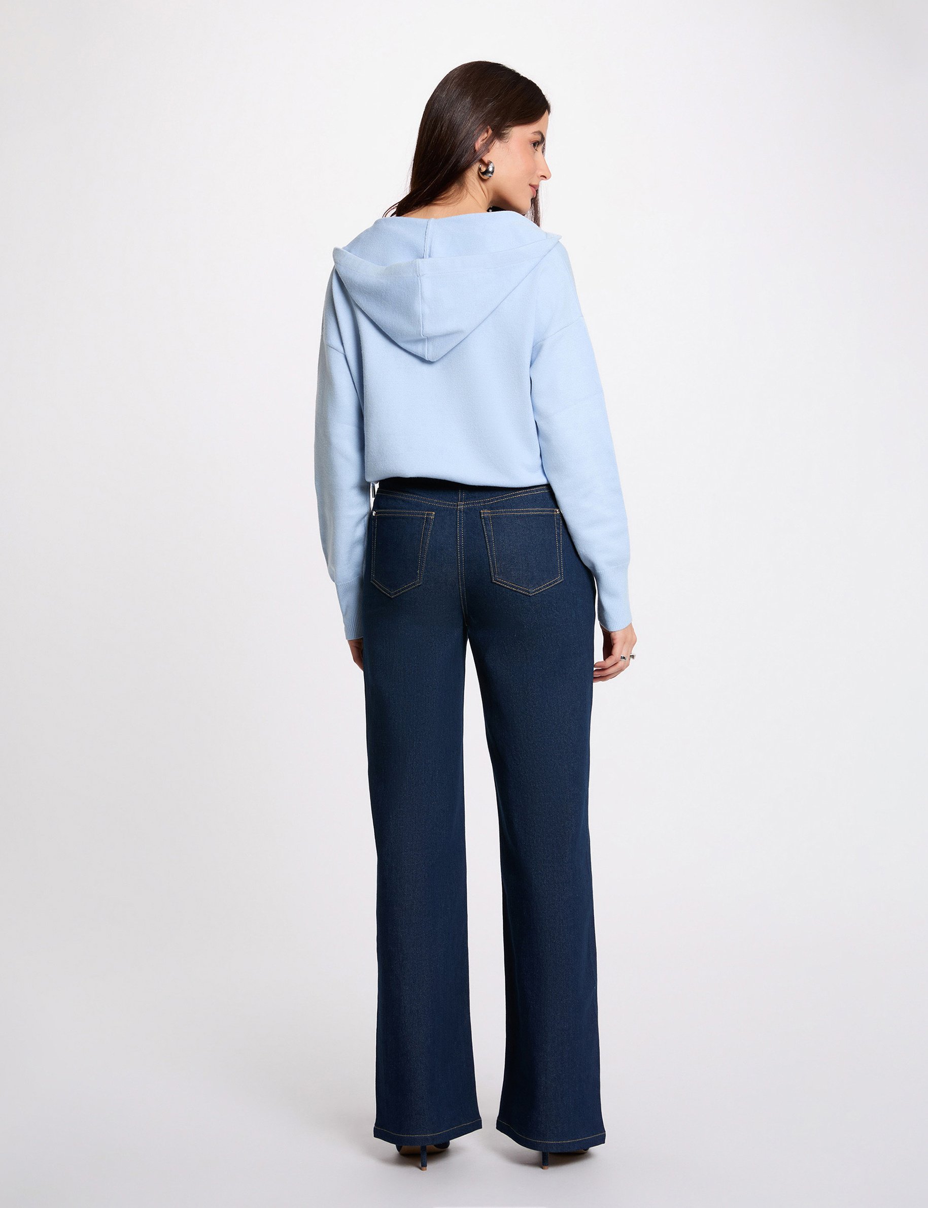 Trui met capuchon hemelsblauw vrouw