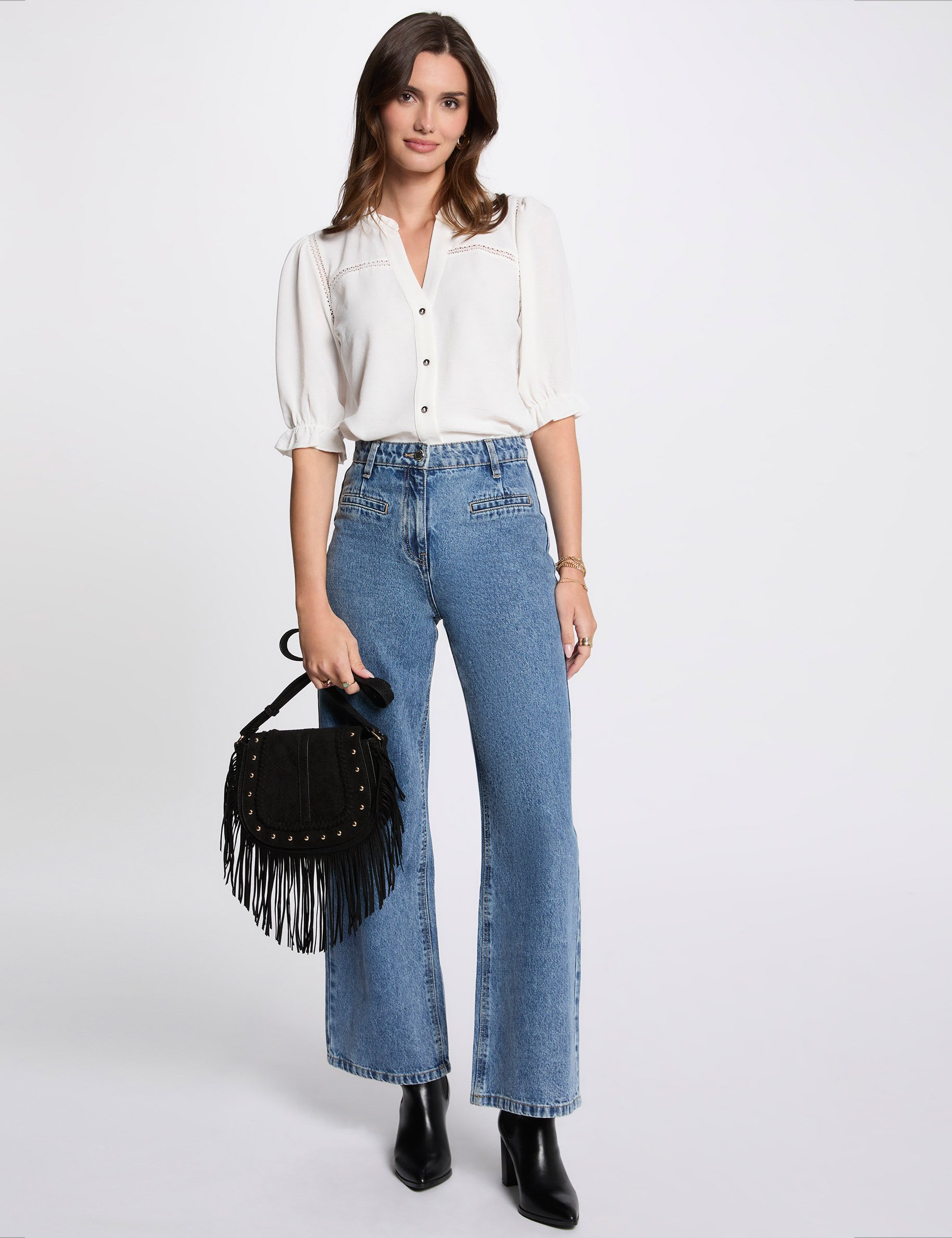 blouse met 34 mouwen ivoor vrouw Blouse met 3/4 mouwen ivoor vrouw