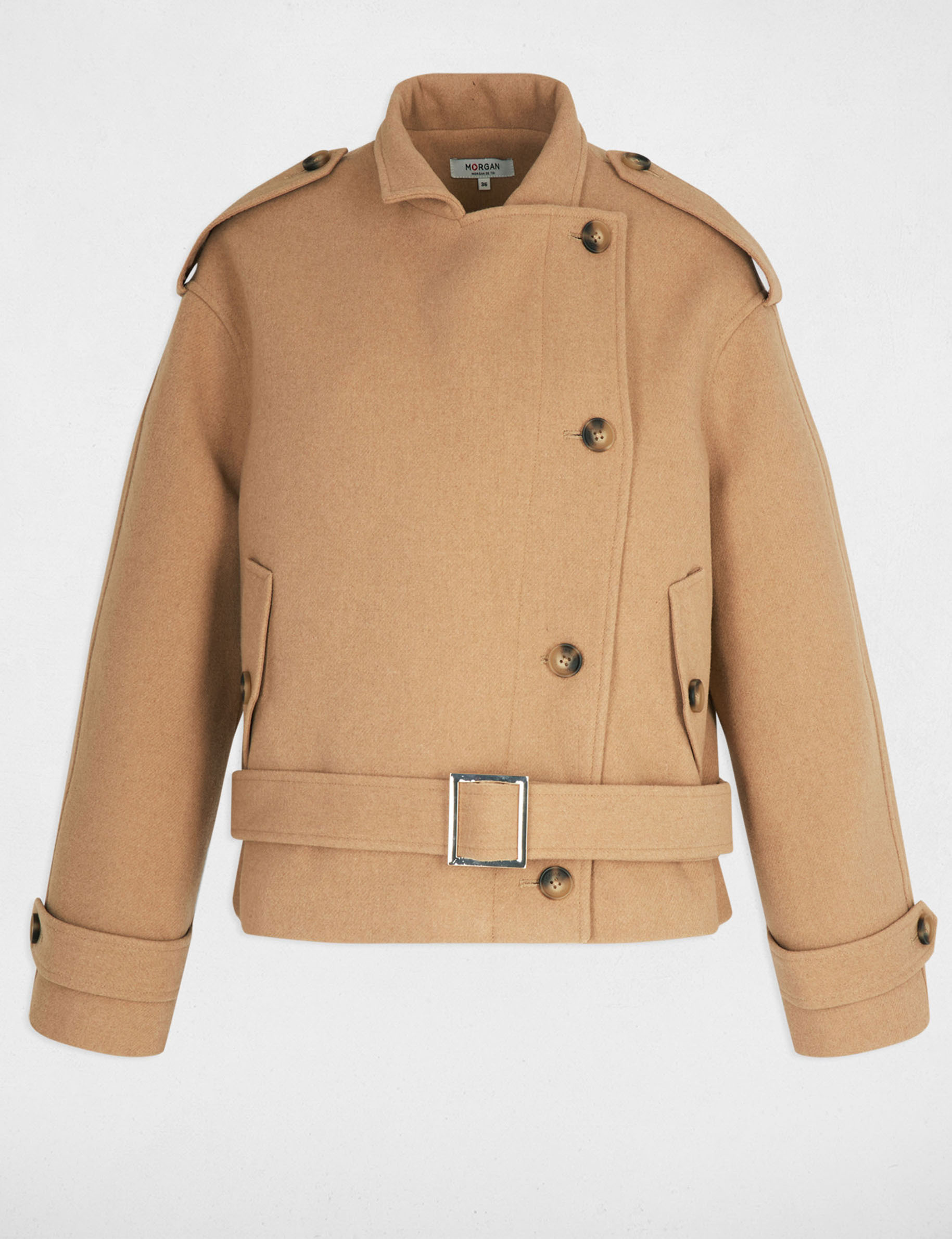 Oversized korte jas beige vrouw