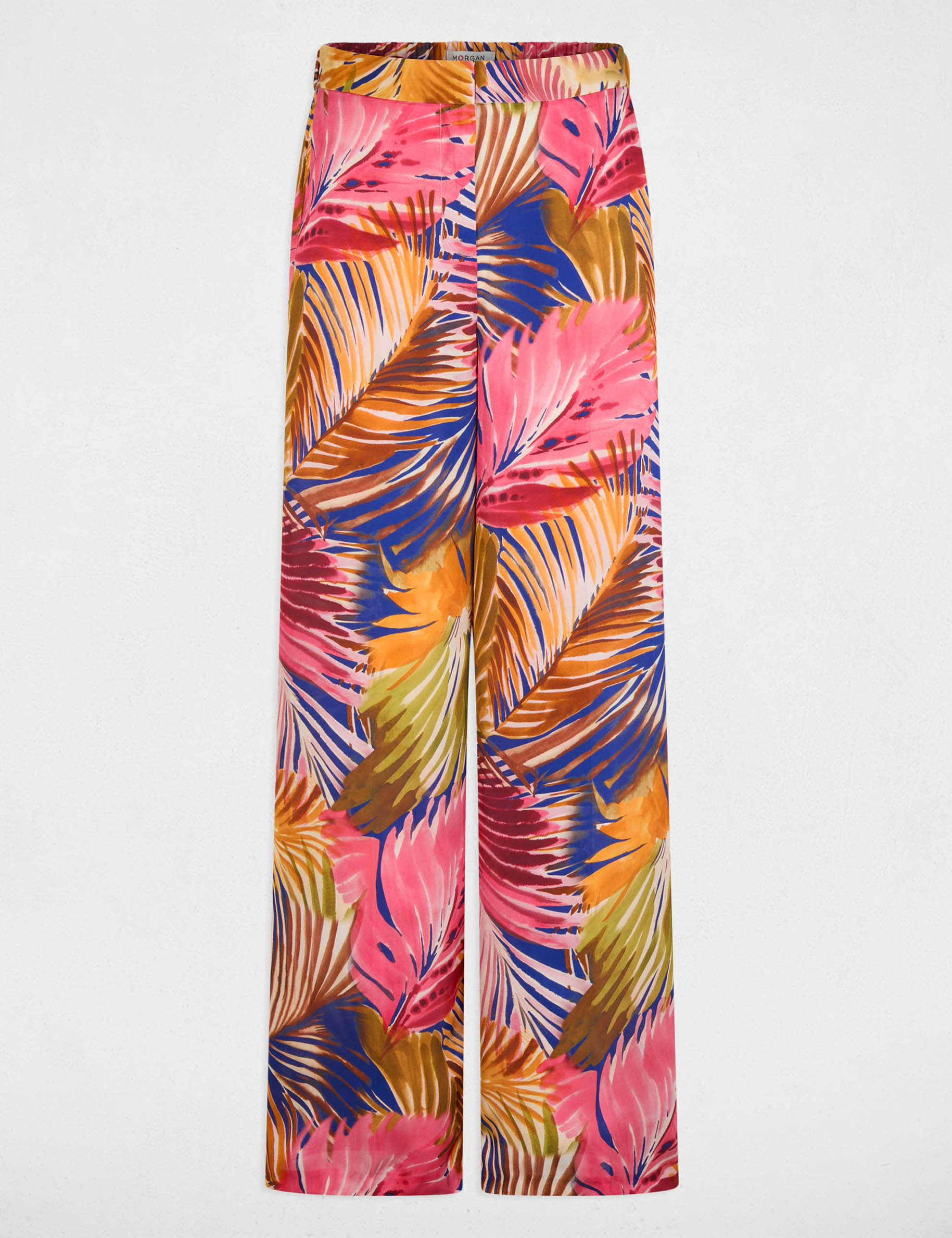 Pantalon droit fluide multicolore femme
