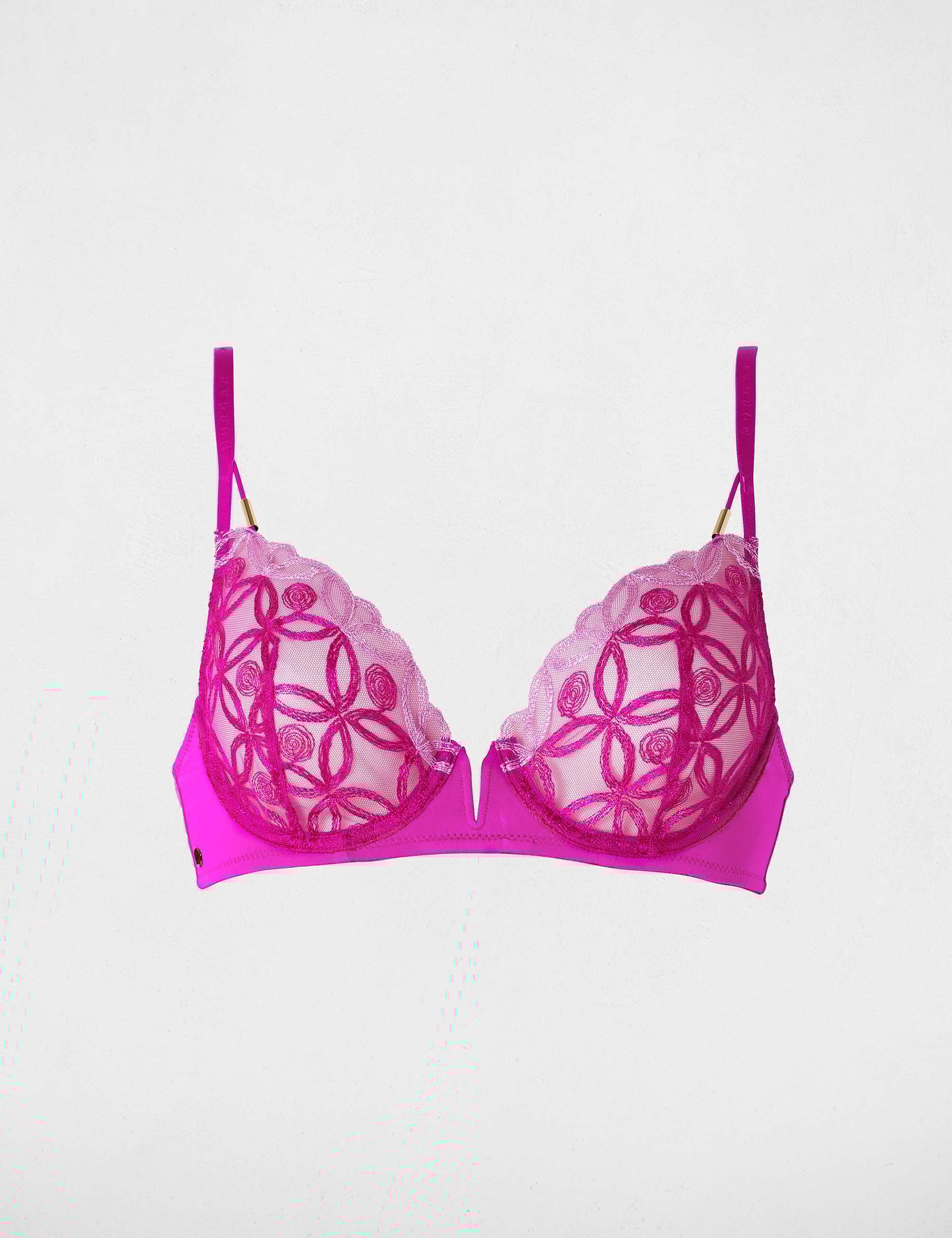 Soutien-gorge dentelle bretelles fines violet femme