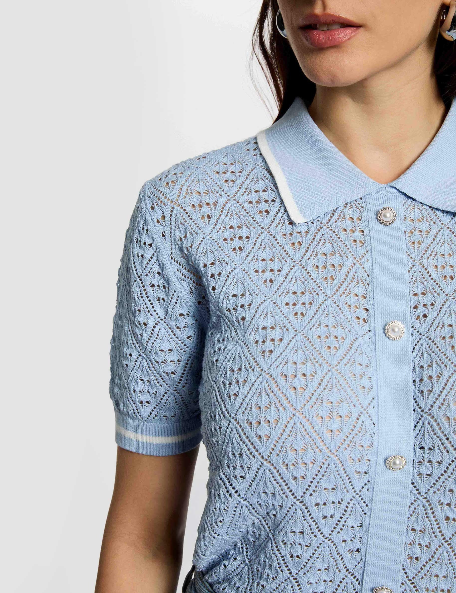 Getailleerd vest met reverskraag hemelsblauw vrouw