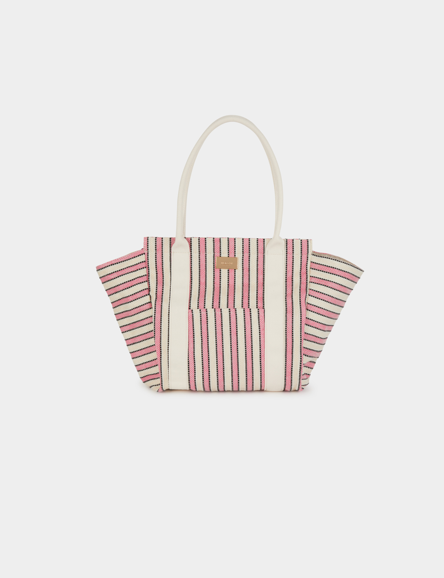 Gestreepte shopper ivoor vrouw