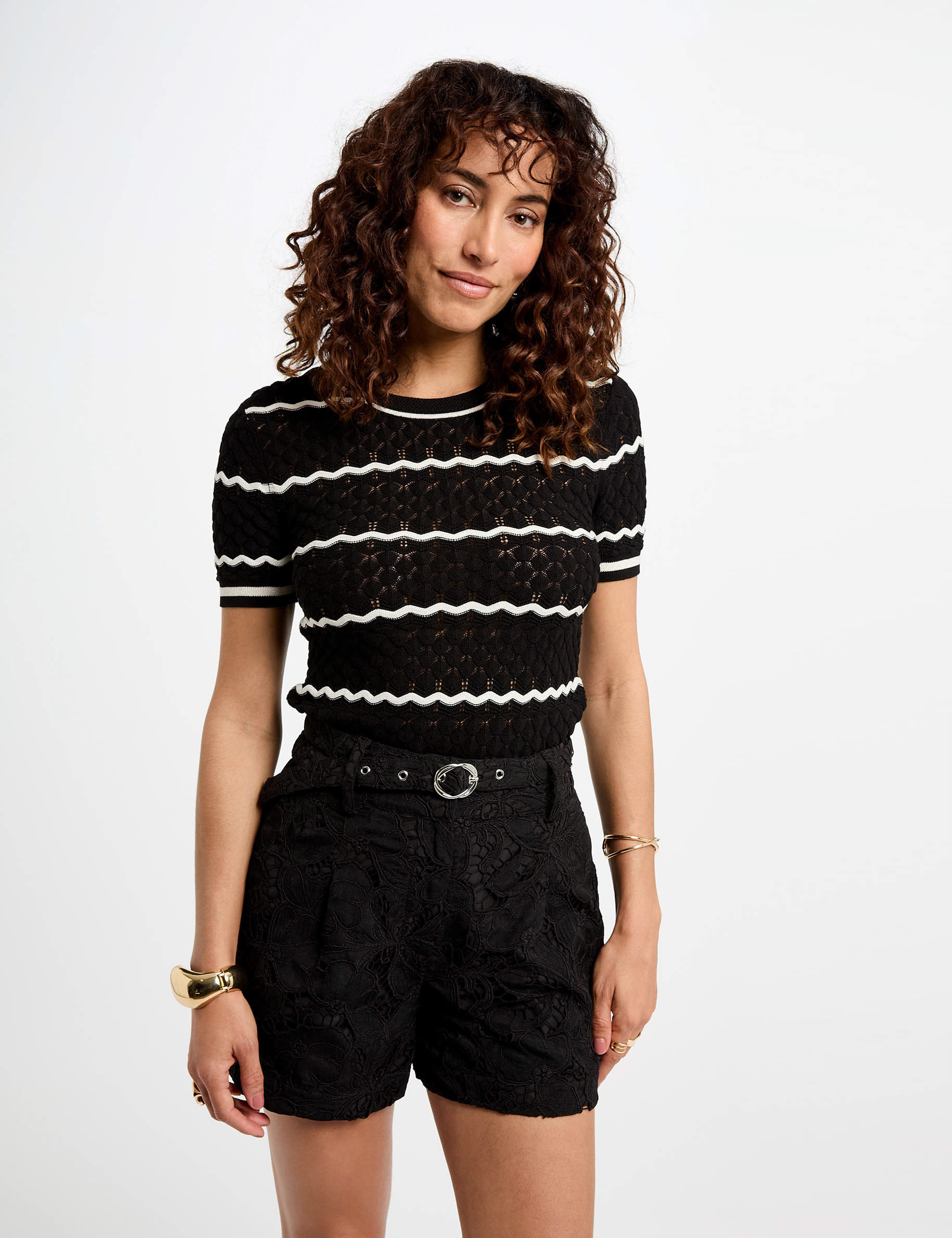 hoge taille kanten short zwart vrouw Hoge taille kanten short zwart vrouw
