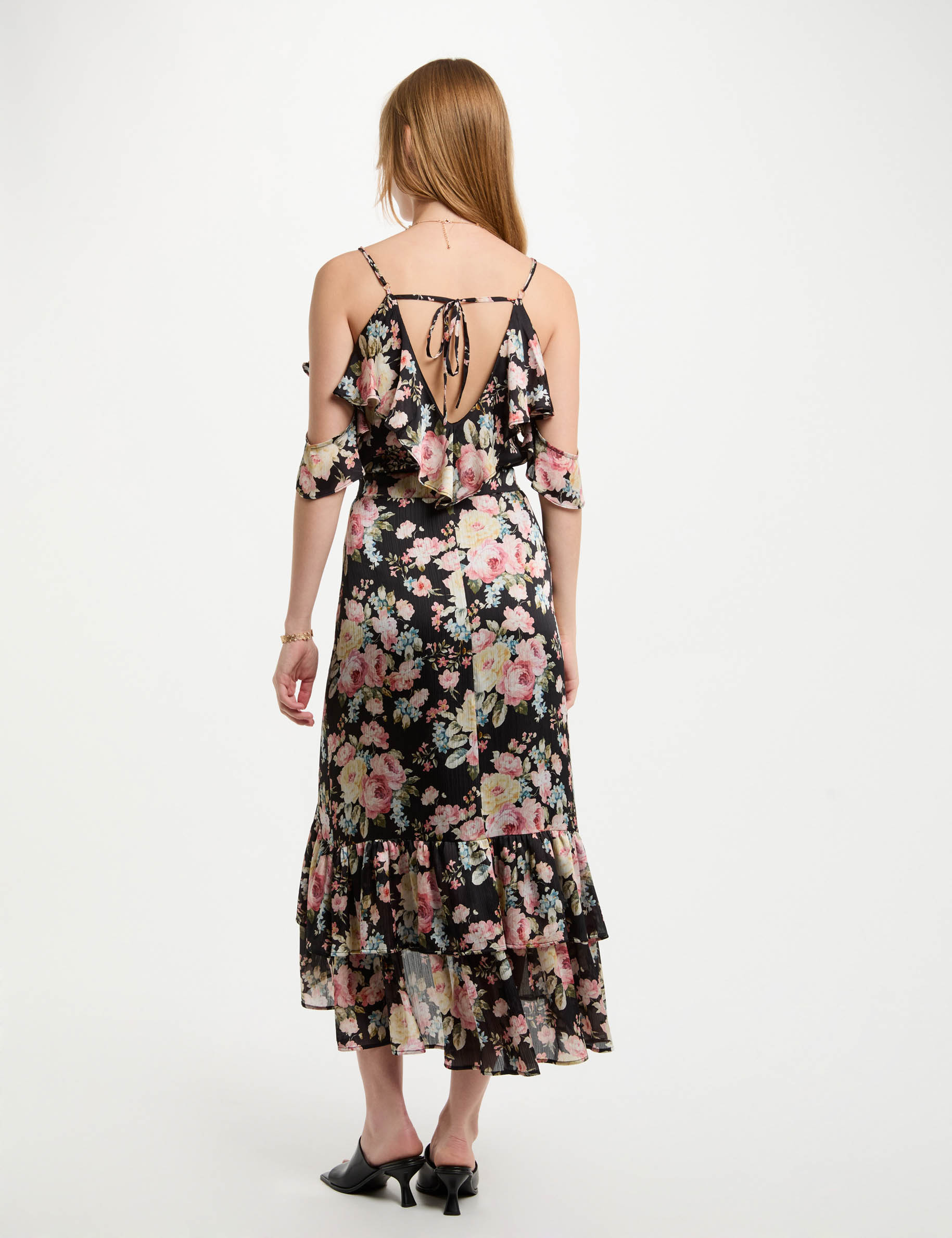 midi rok met ruches en print meerkleurig vrouw Midi-rok met ruches en print meerkleurig vrouw