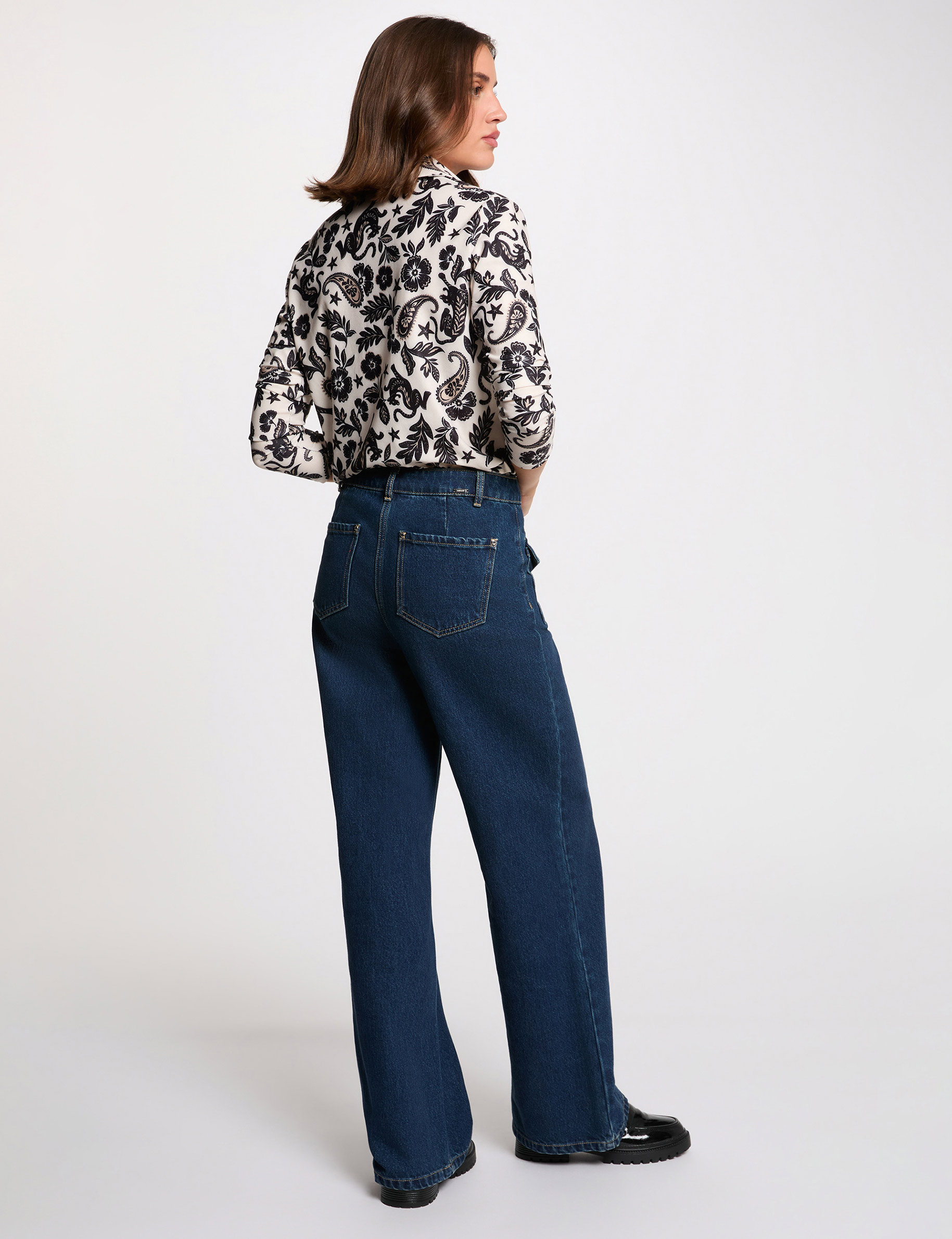 T-shirt col à revers blanc femme