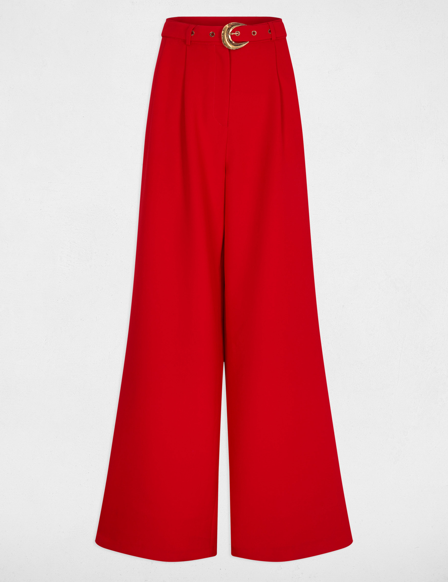 Hoge taille wijde broek rood vrouw