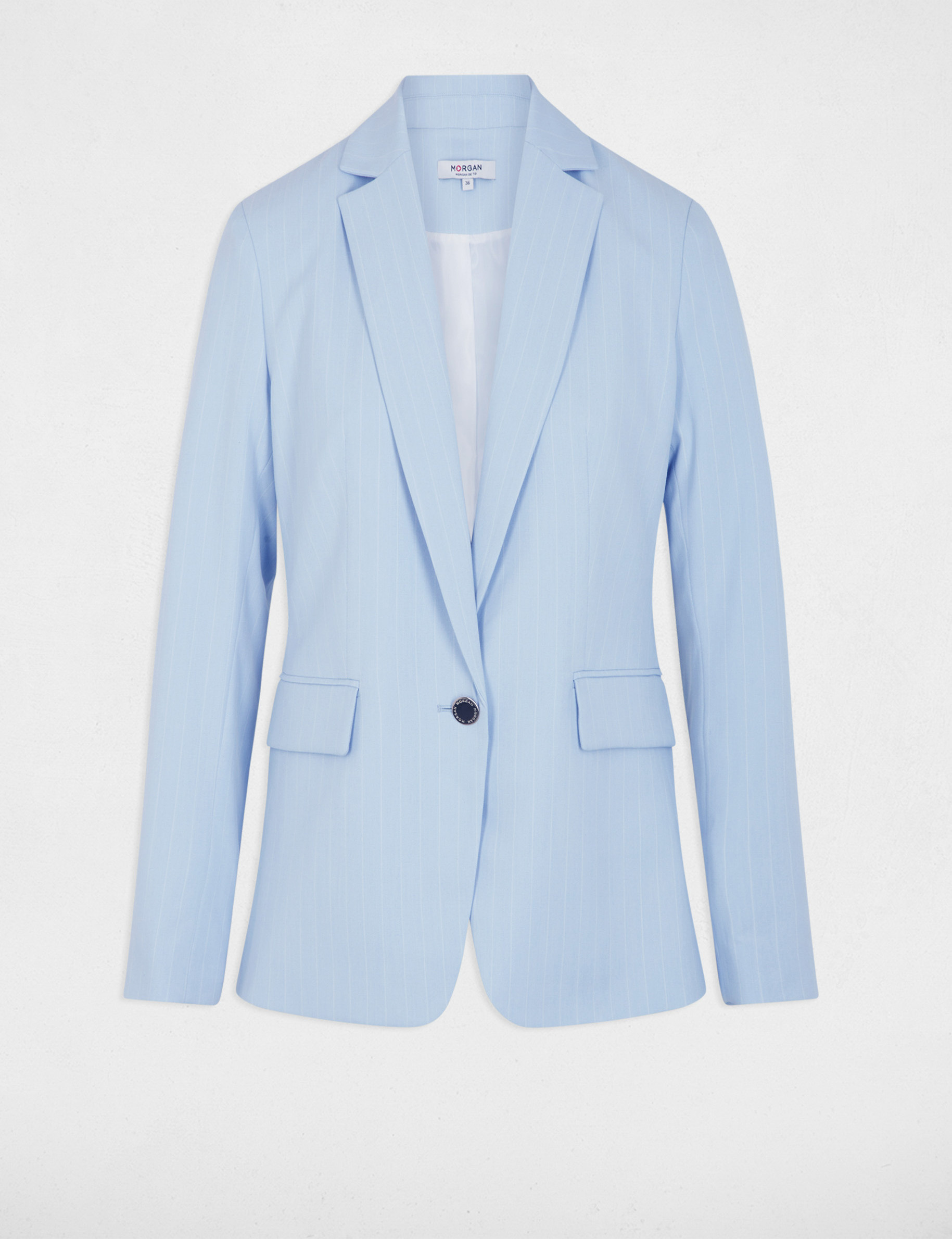Veste ajust&eacute;e rayures bleu ciel femme