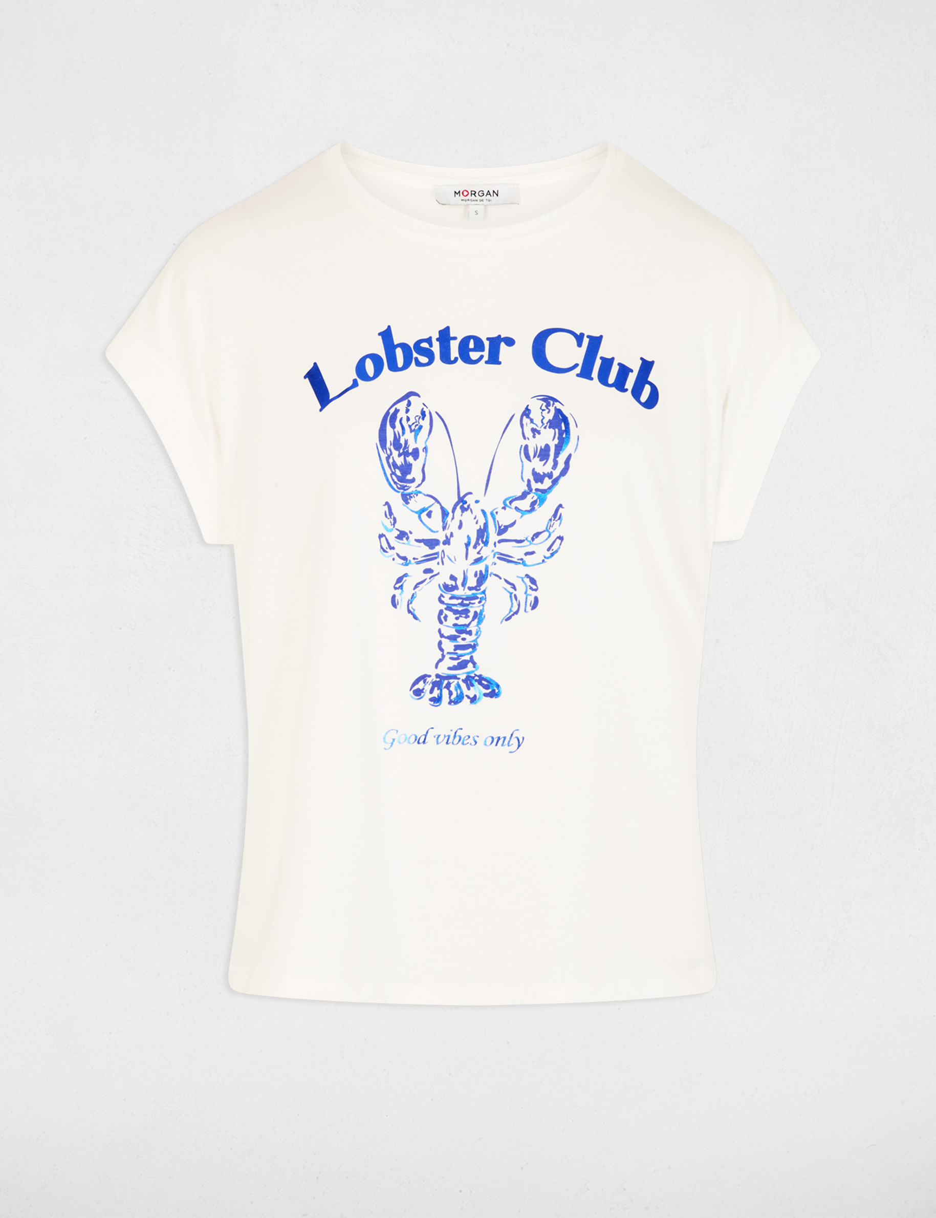 T-shirt droit col rond blanc femme