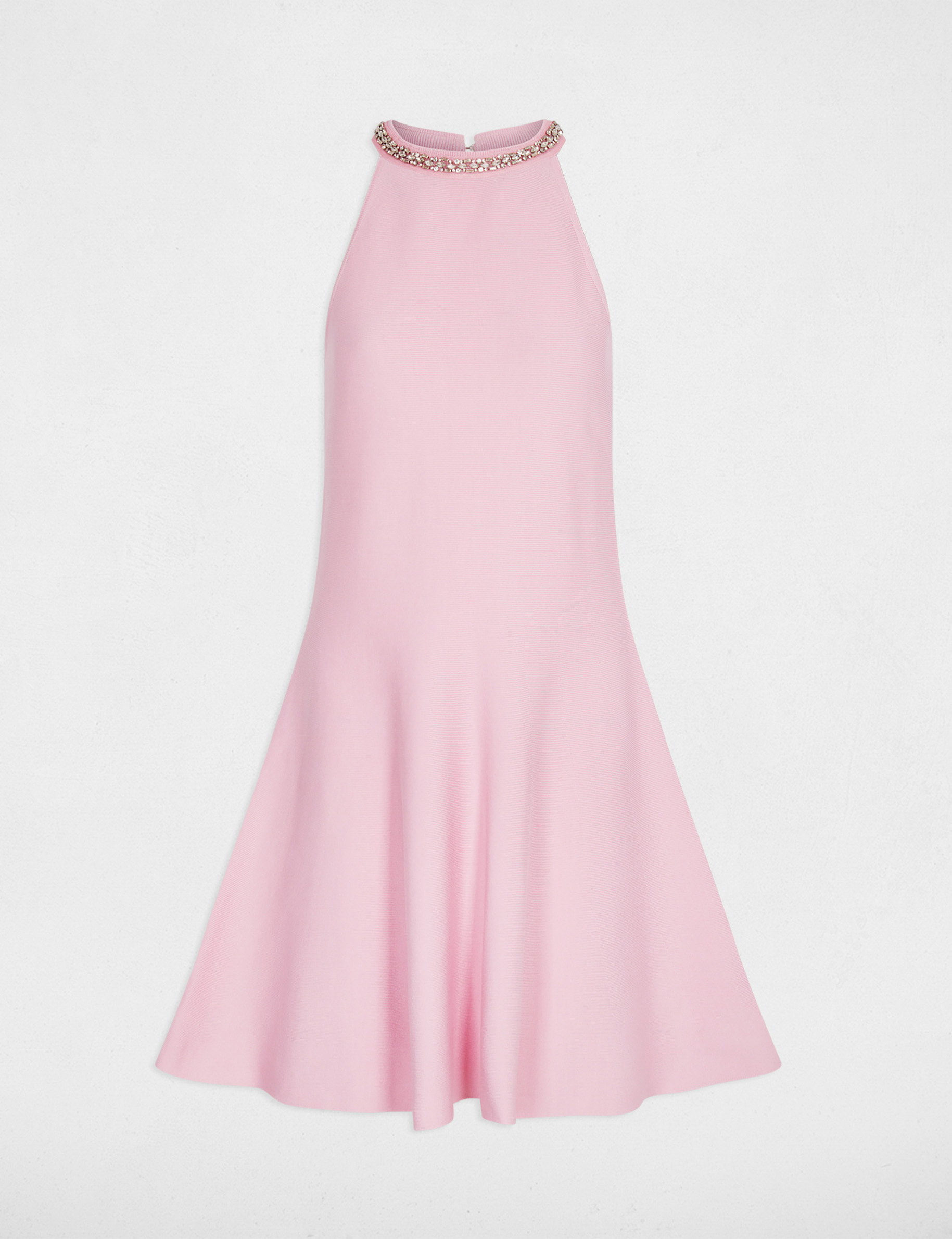 Robe courte trap&egrave;ze rose clair femme