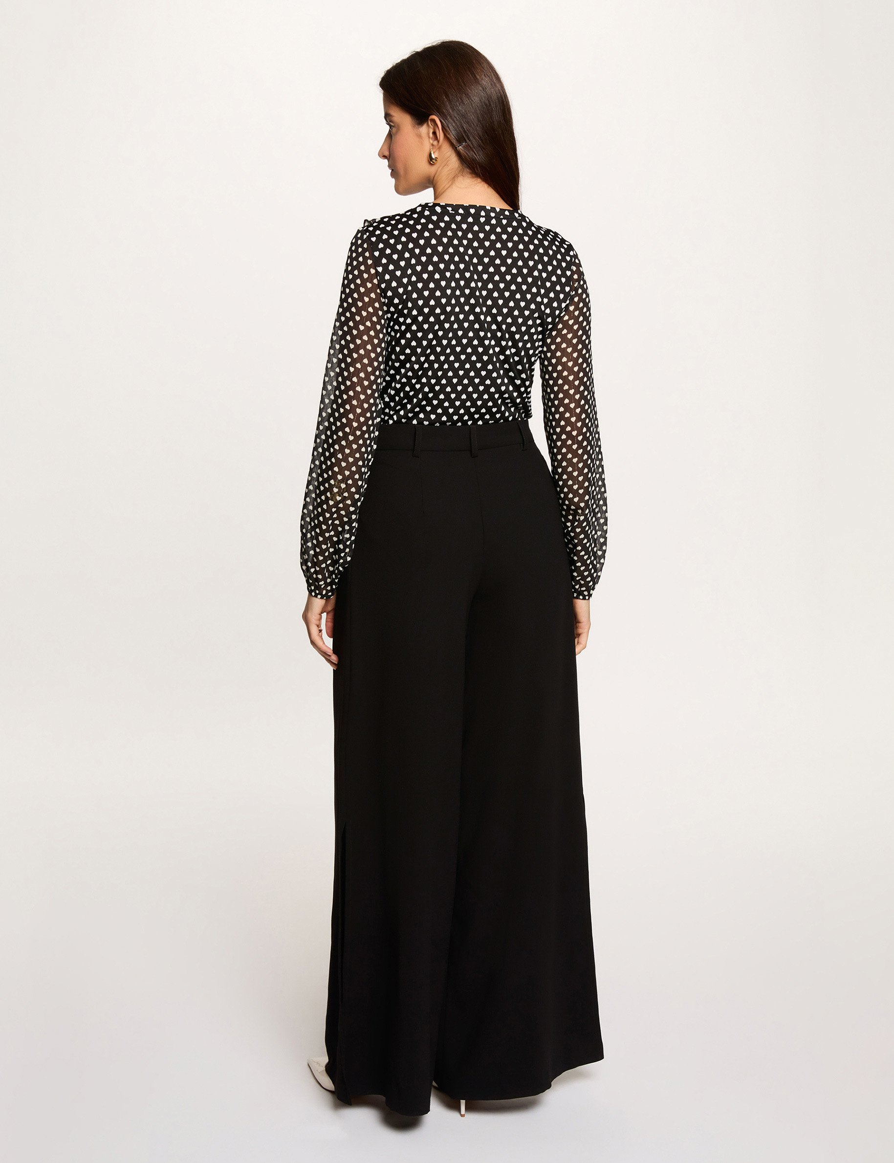 Voile blouse met v-hals zwart vrouw