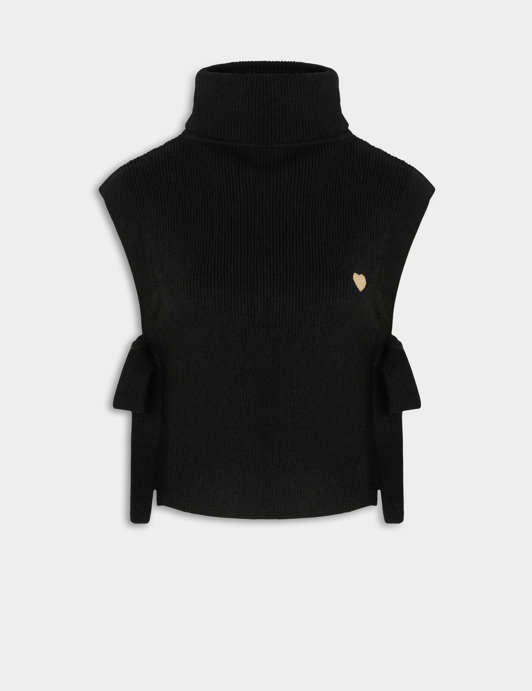 Poncho col brod&eacute; noir femme