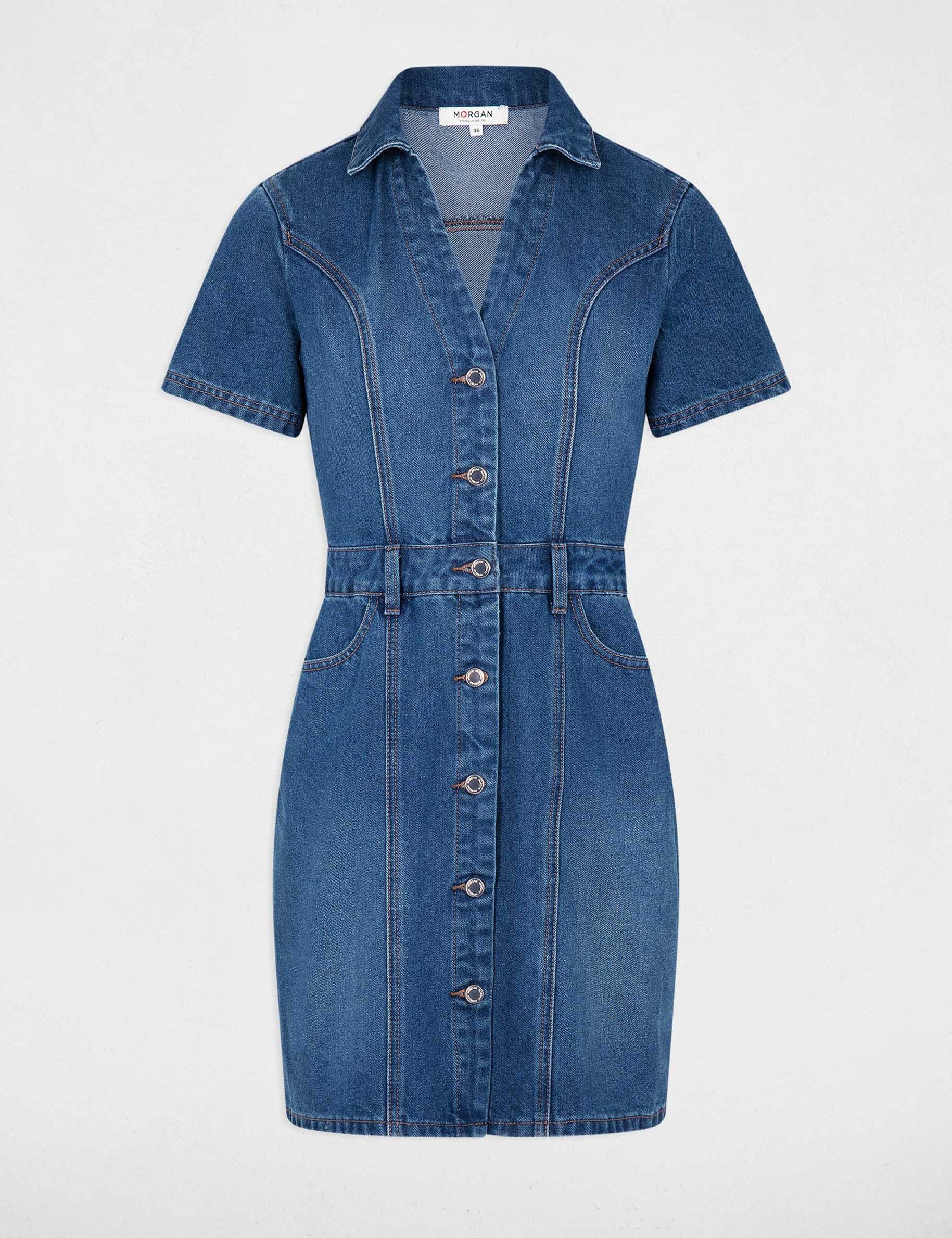 Korte aansluitende jeansjurk jean stone vrouw