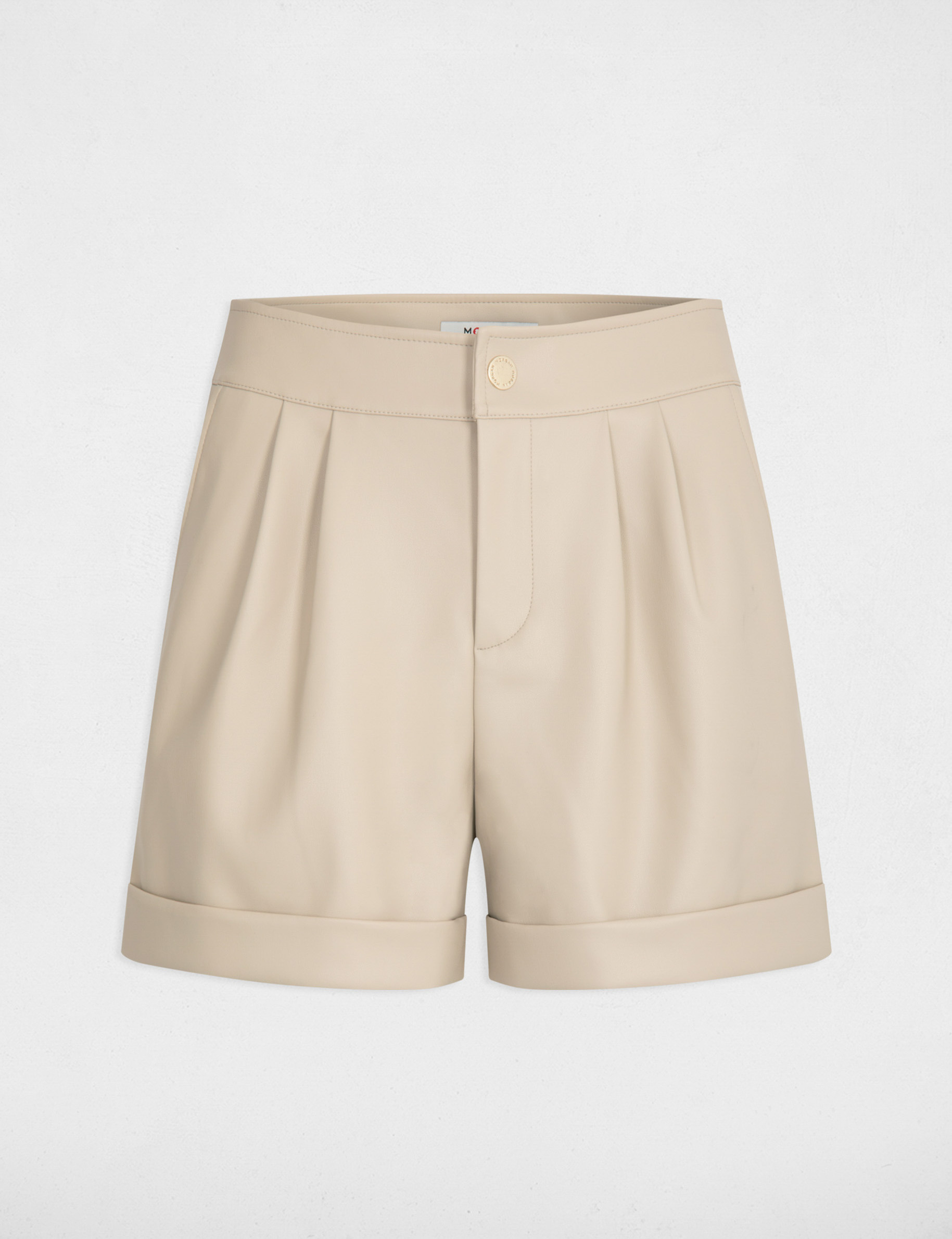 short van imitatieleder beige vrouw Short van imitatieleder beige vrouw