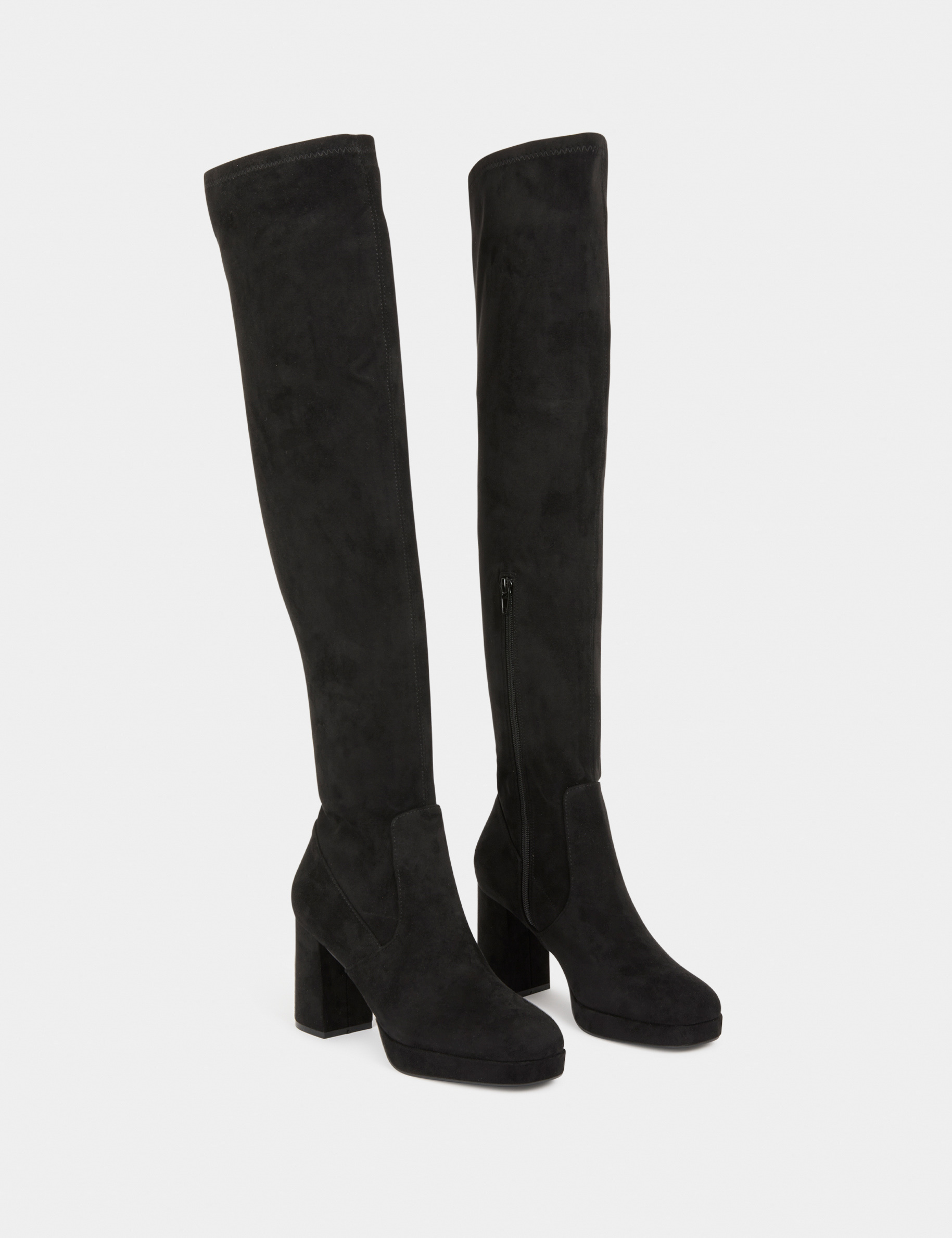 Bottes Cuissardes ANDRE En Nubuck Souple - Taille 41 - Talons & Boucles Dorées - Occasion TTB