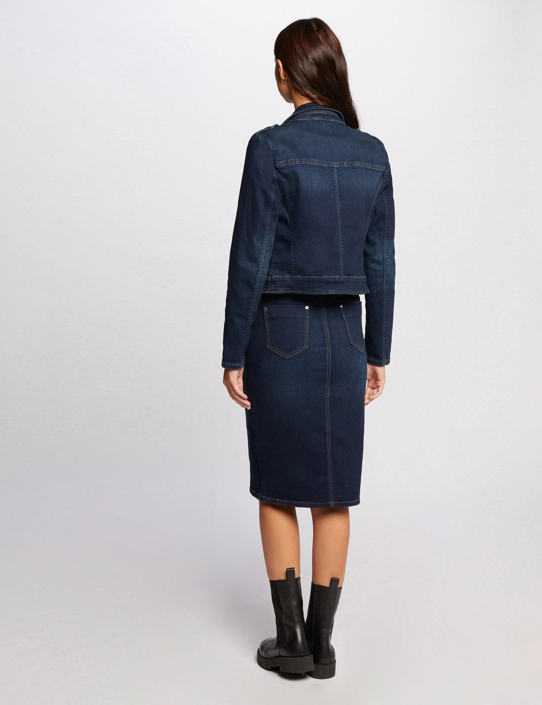 Jupe longueur genou en jean jean brut femme