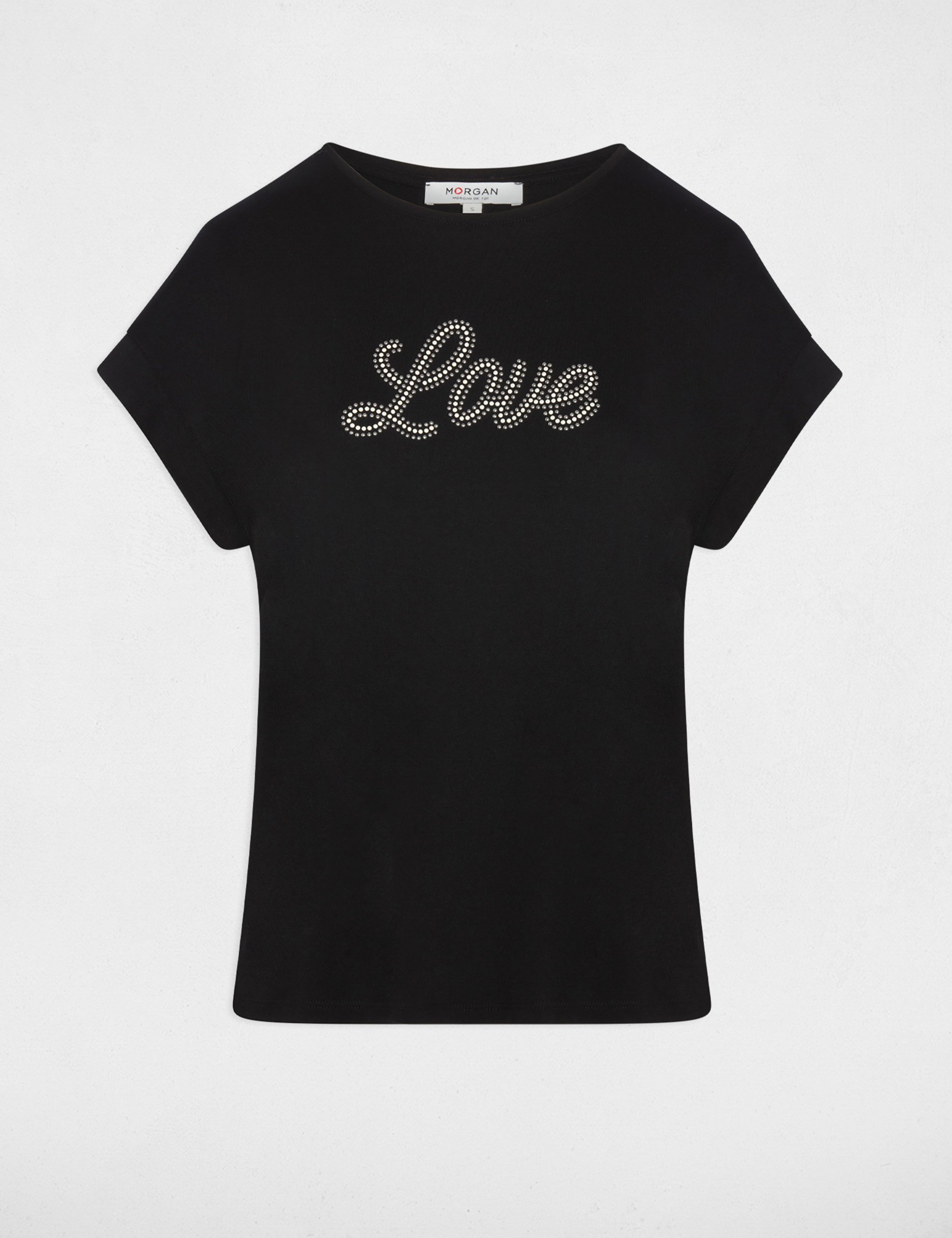 v hals t shirt met strass zwart vrouw V-hals T-shirt met strass zwart vrouw