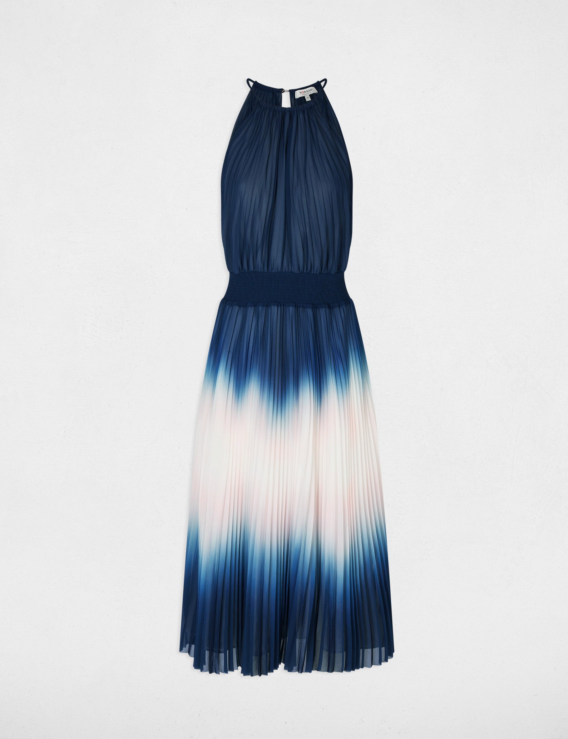 Robe longue pliss&eacute;e multicolore femme