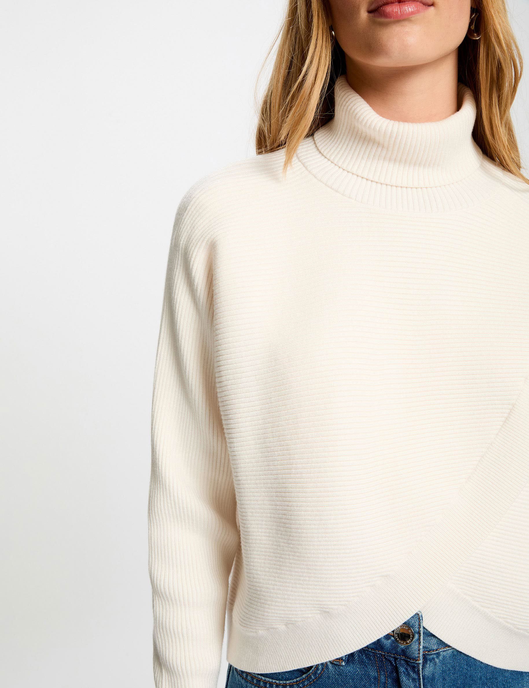 pull manches longues effet croise ivoire femme Pull manches longues effet croisé ivoire femme
