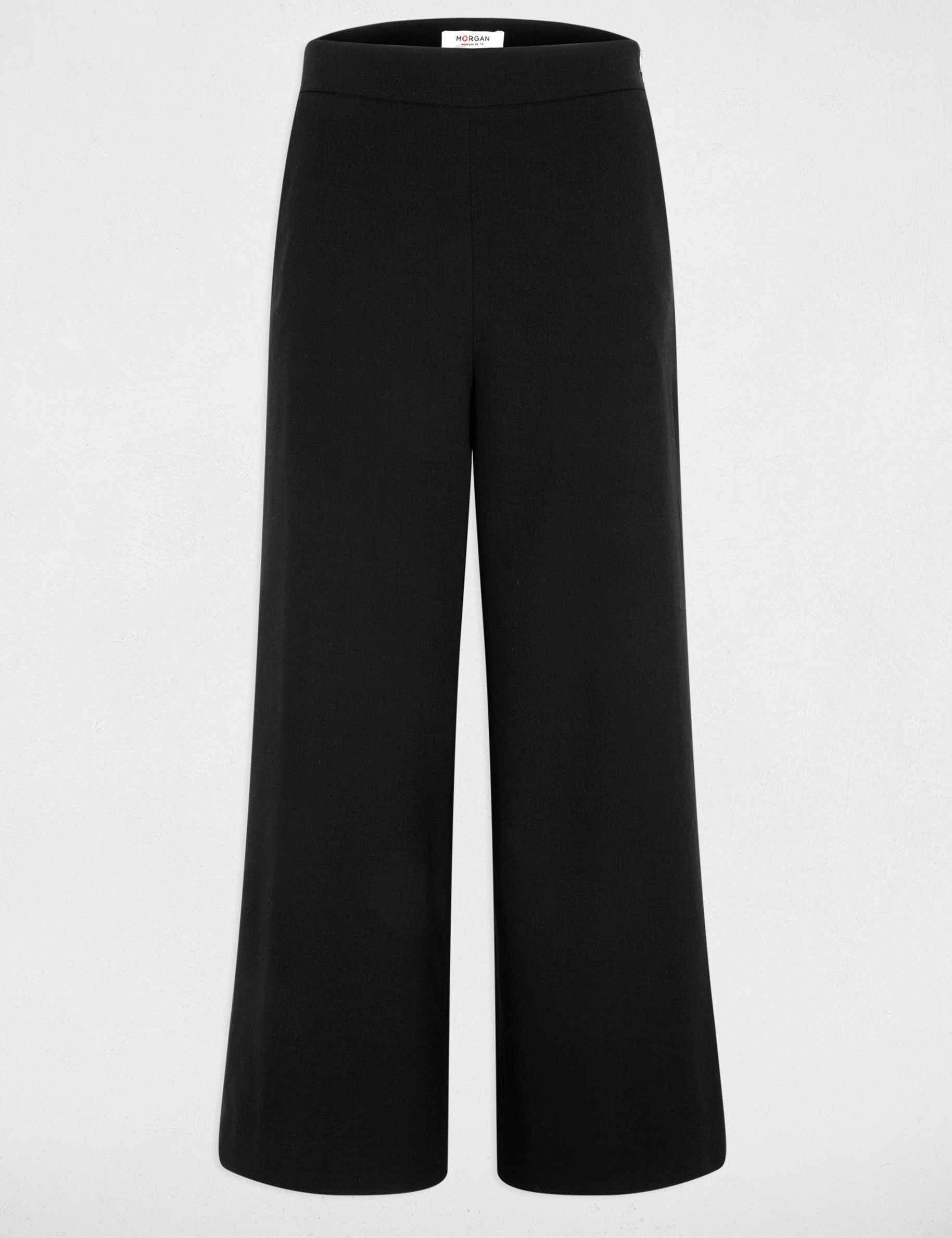 Wijde broek met hoge taille zwart vrouw