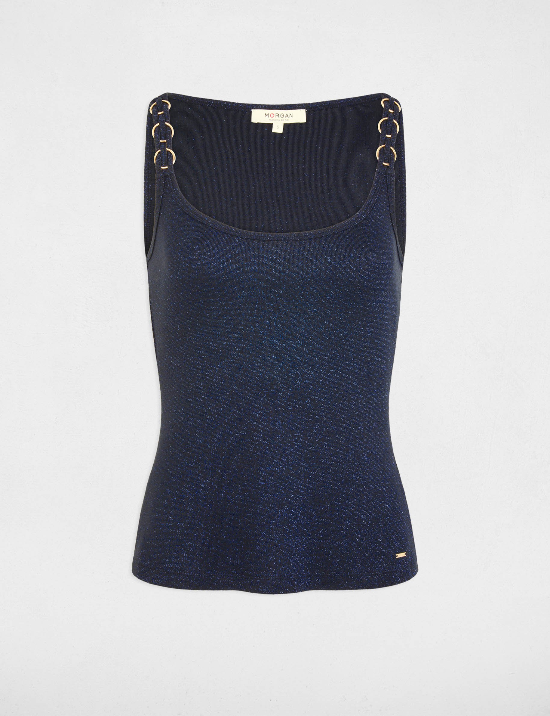 T-shirt cintr&eacute; col rond bleu marine femme