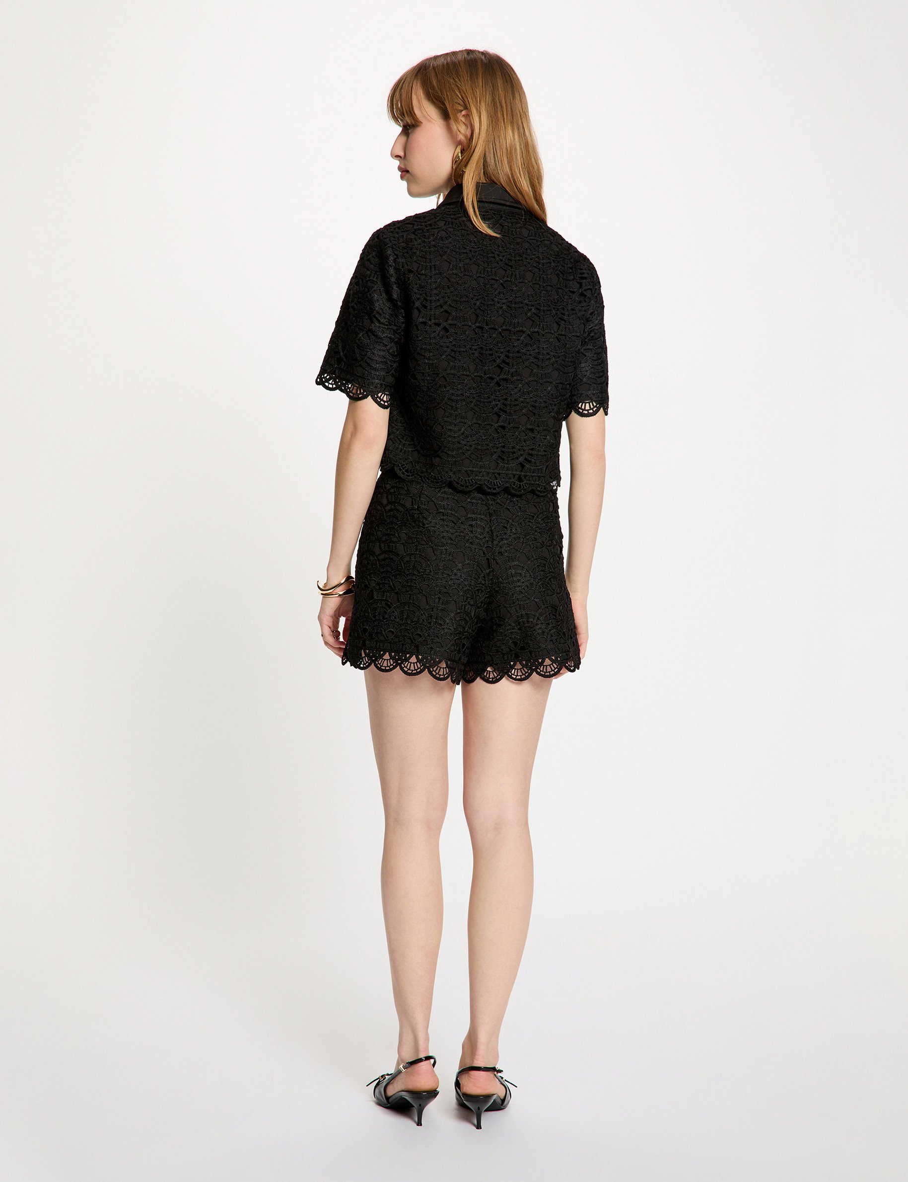 Chemise manches courtes noir femme