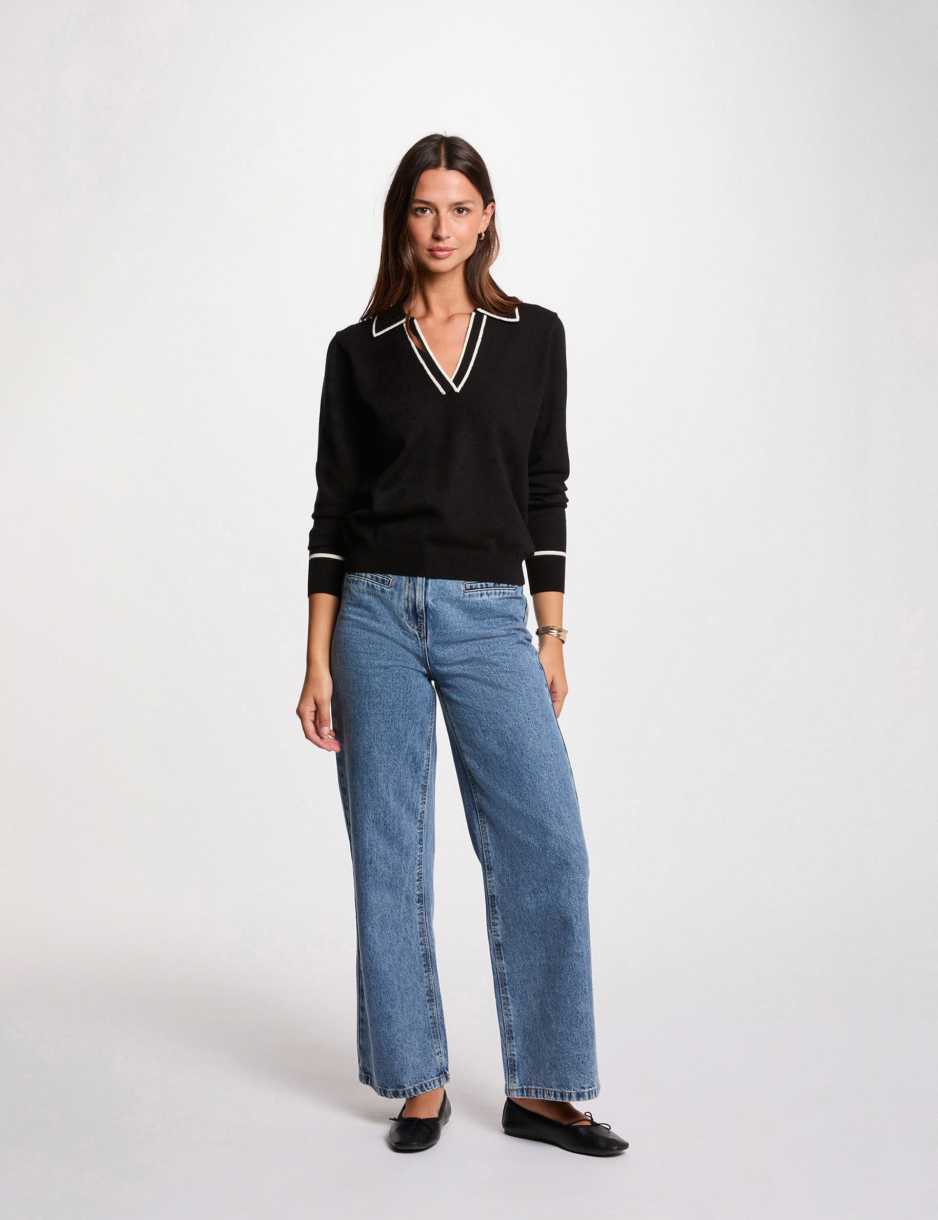 pull col polo noir femme Pull col polo noir femme
