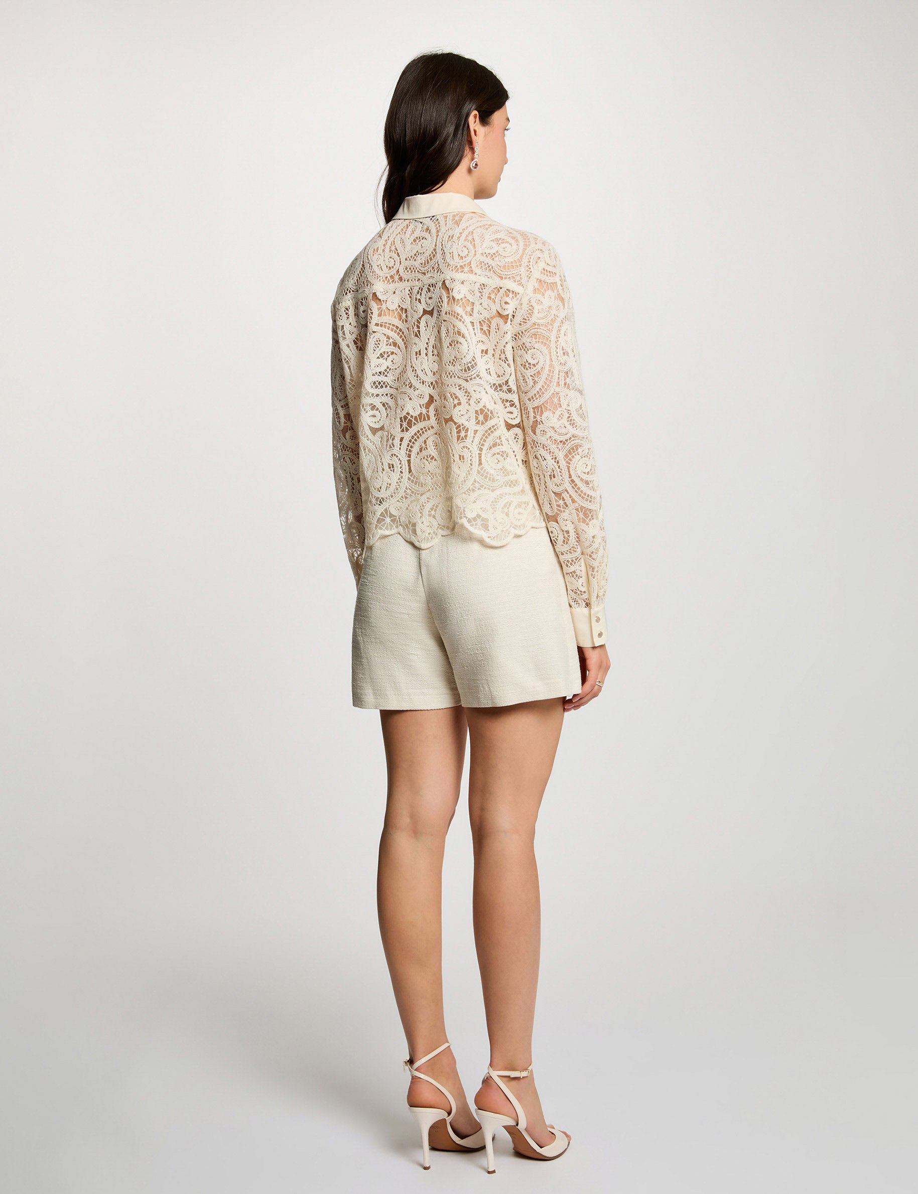 Jupe-short tweed ajust&eacute;e sable femme