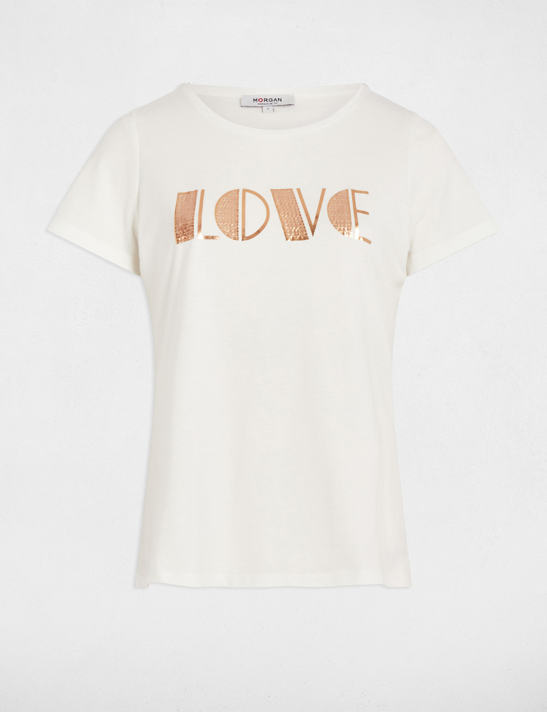 T-shirt met opschrift helder wit vrouw