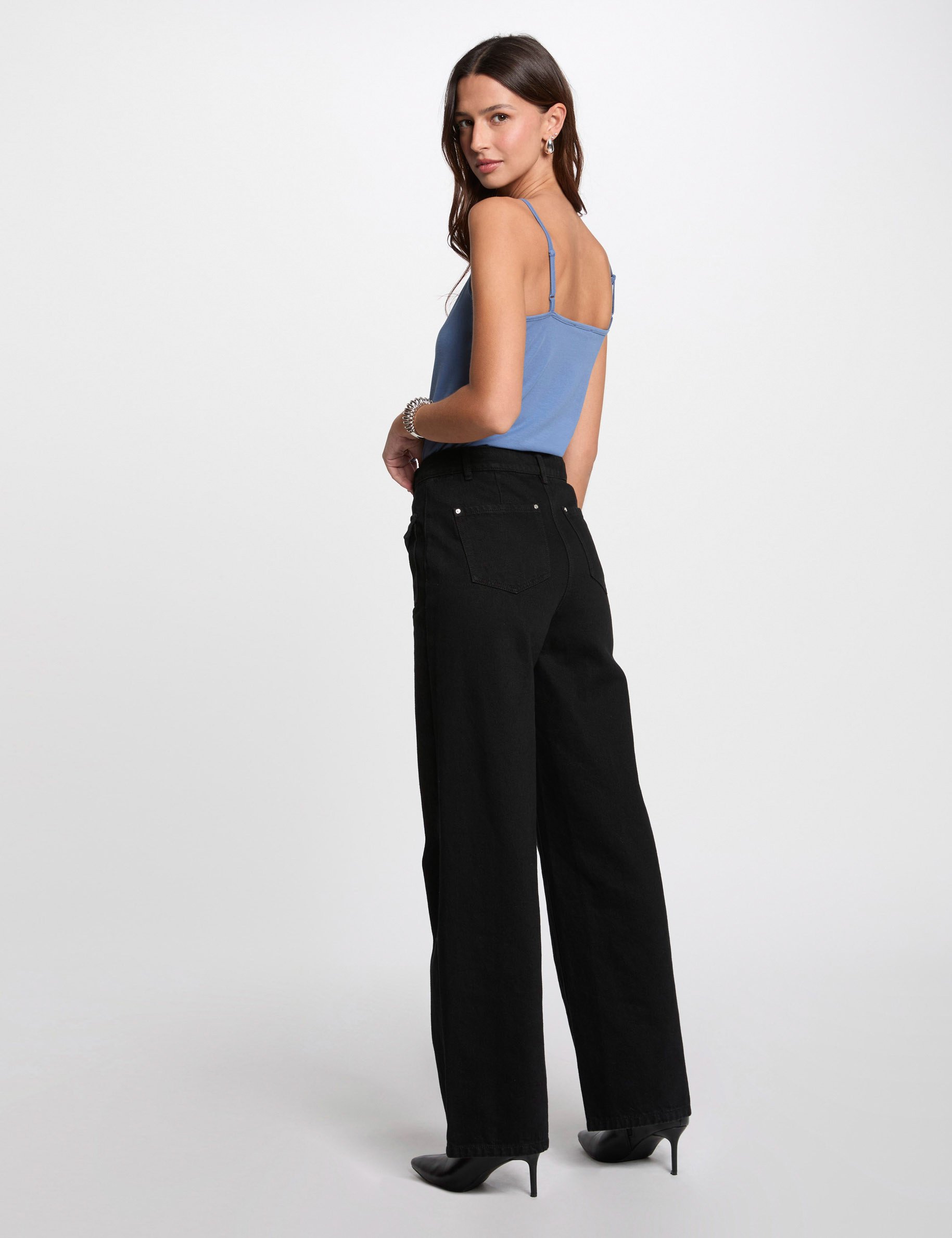 debardeur bretelles fines bleu gris femme Débardeur bretelles fines bleu gris femme