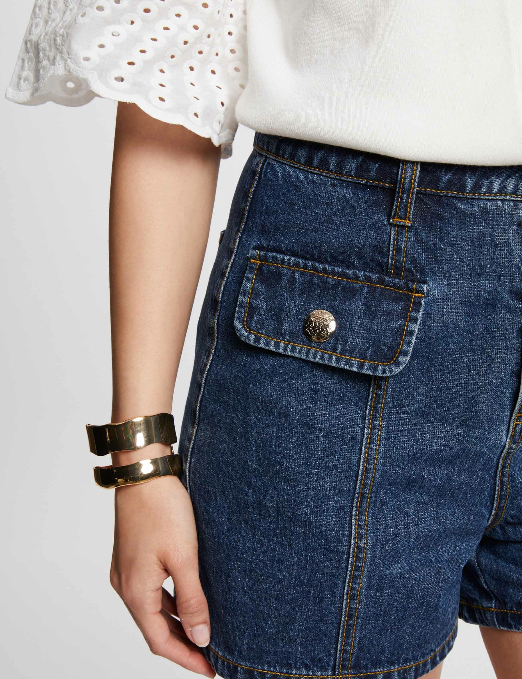 getailleerde short hoge taille jean stone vrouw Getailleerde short hoge taille jean stone vrouw