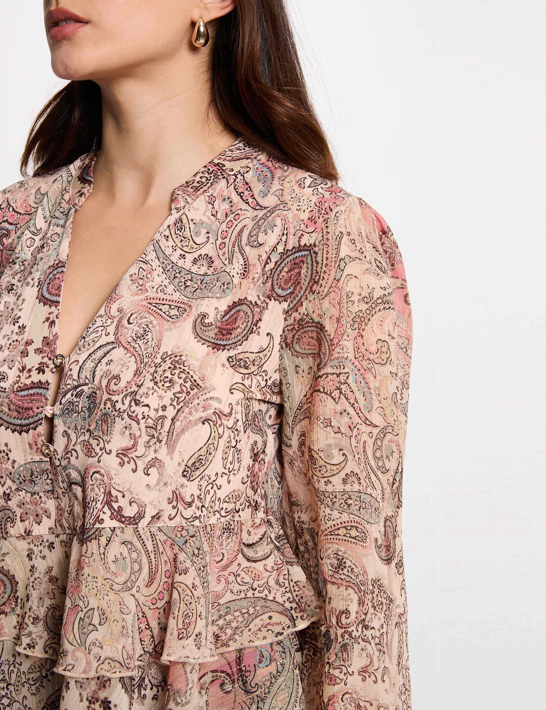 T-shirt voile col v multicolore femme