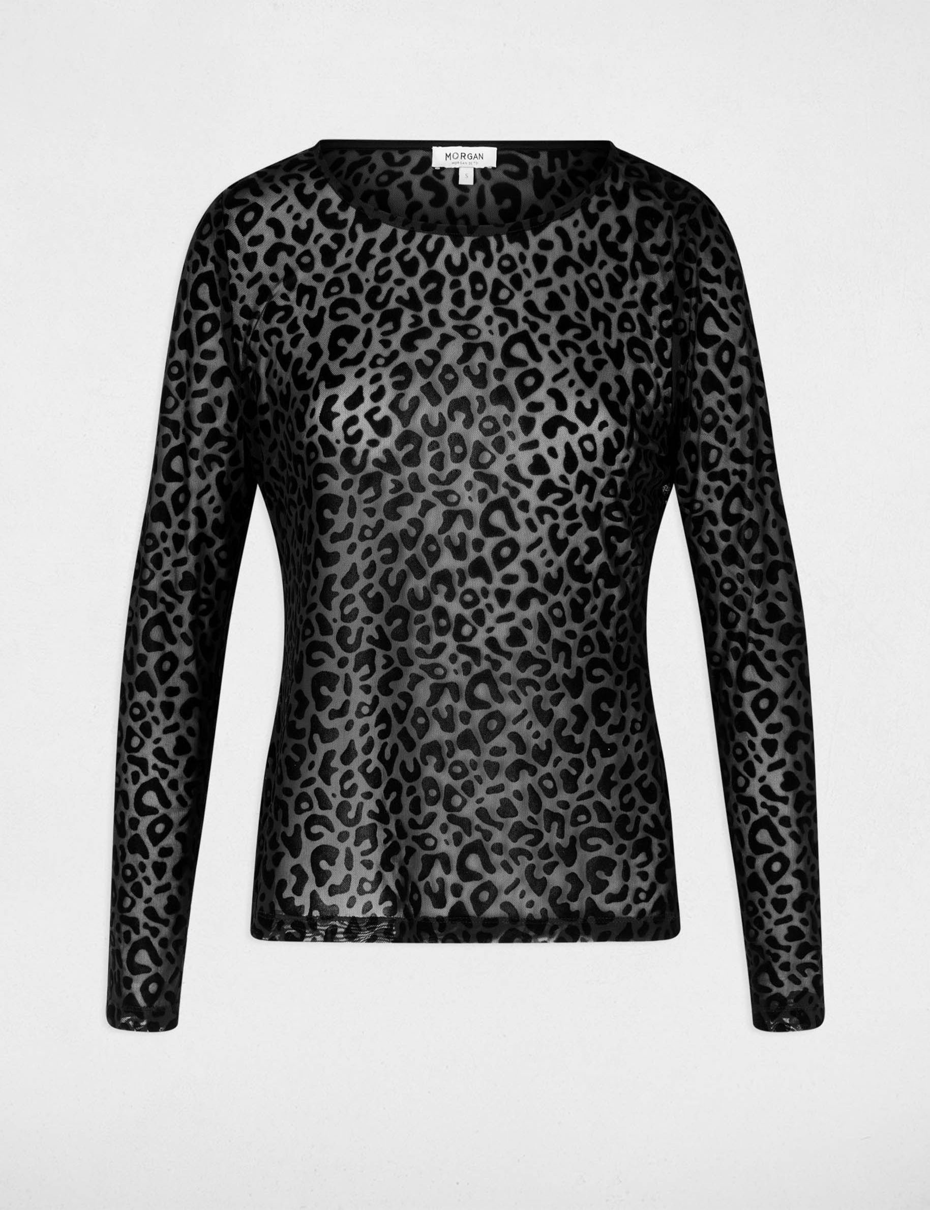 Getailleerd T-shirt met ronde hals zwart vrouw
