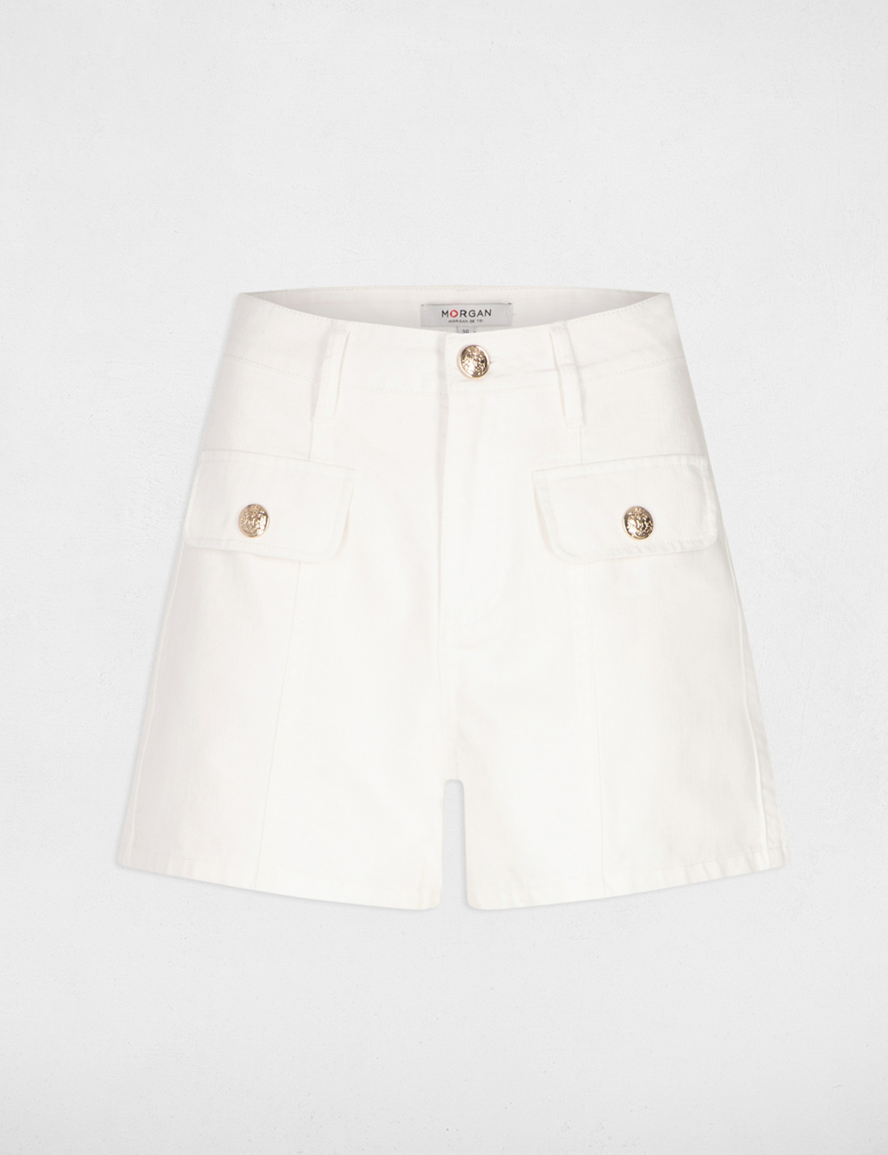 short ajuste en jean ecru femme Short ajusté en jean ecru femme