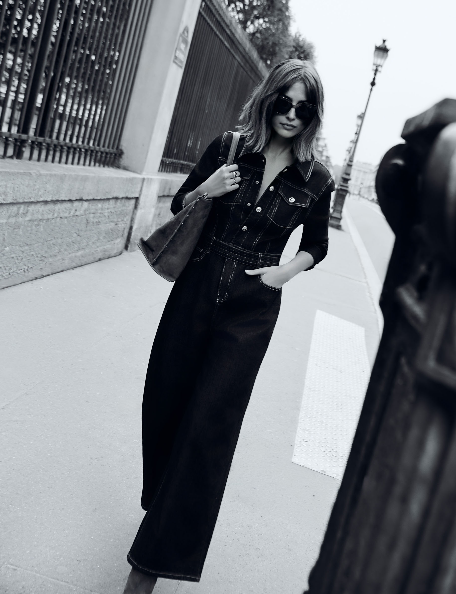 Combinaison jean large denim brut femme