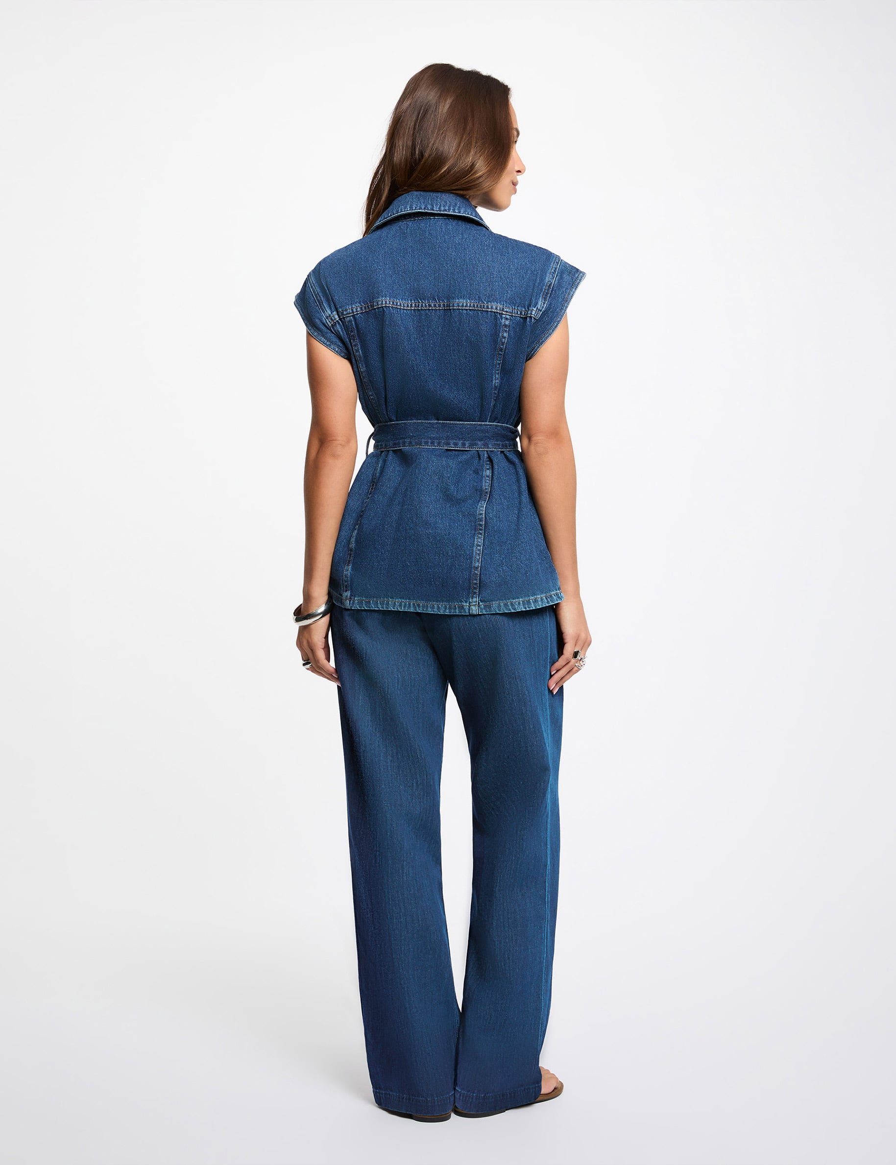 Veste sans manches jean denim brut femme