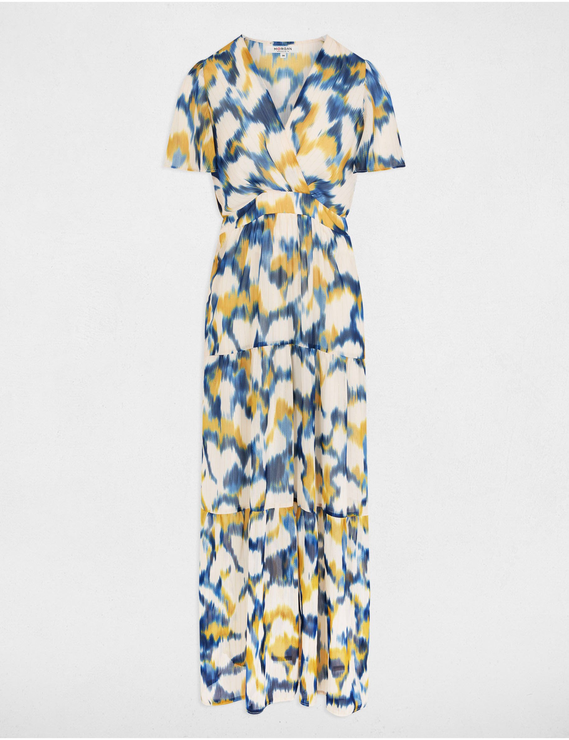 Robe longue droite imprimée multicolore femme