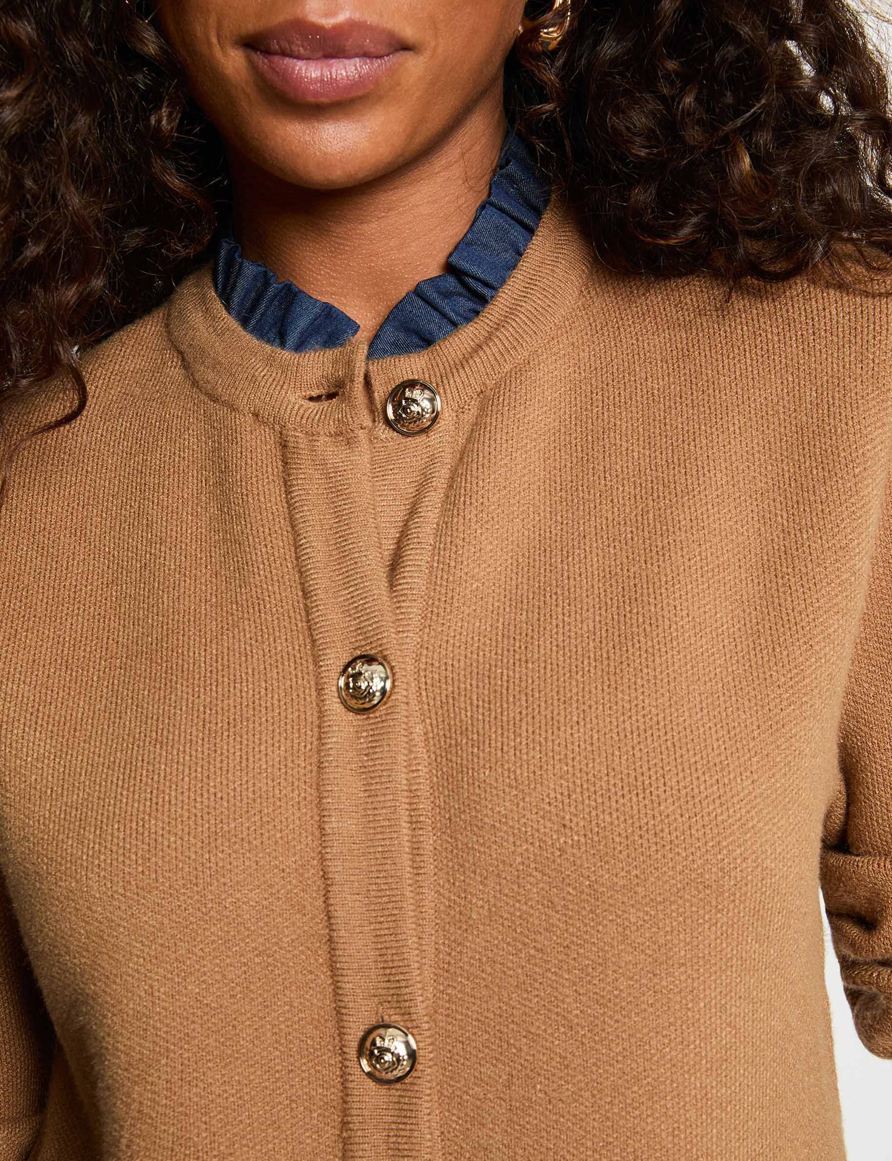 Gilet avec boutons marron cognac femme