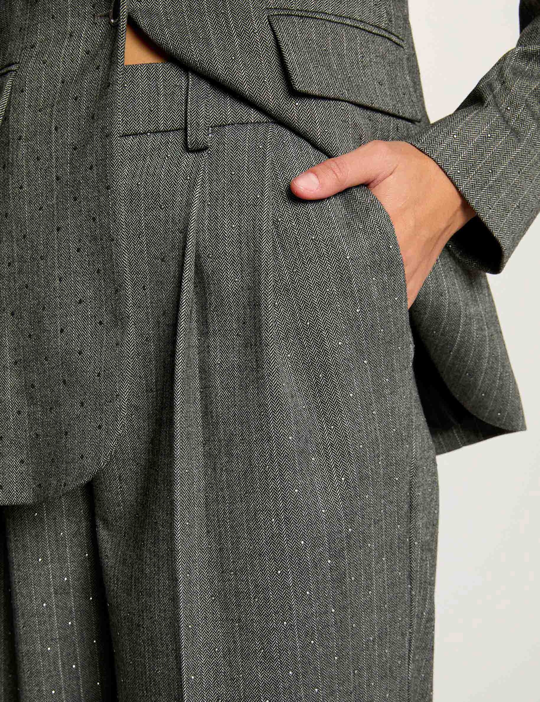 Gestreepte rechte broek mediumgrijs vrouw