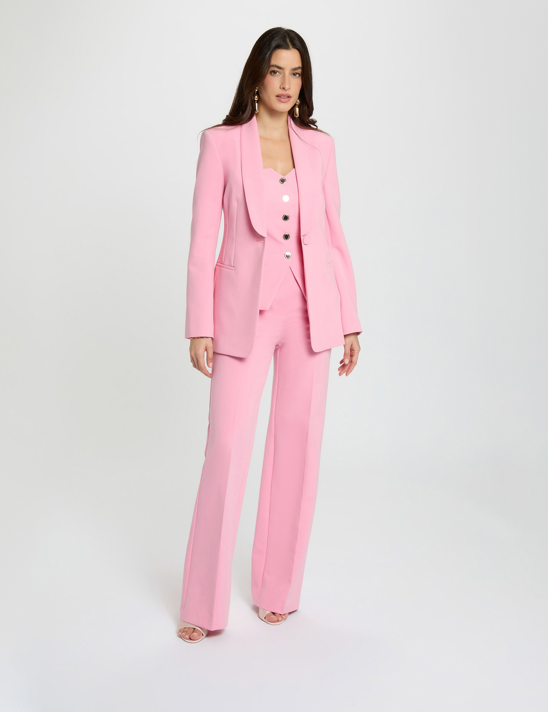 Blazer col ch&acirc;le rose clair femme