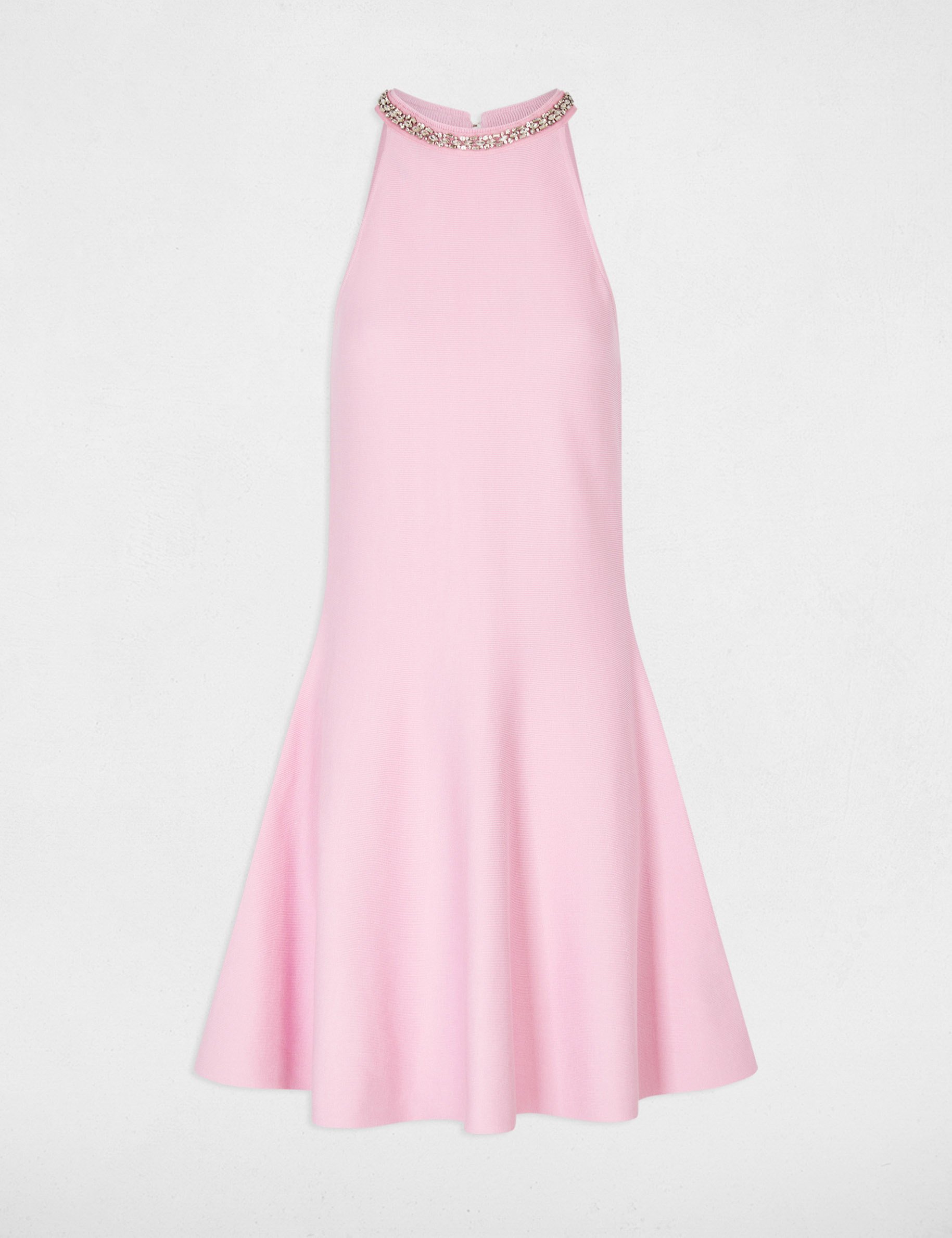 Gebreide trapeze jurk lichtroze vrouw