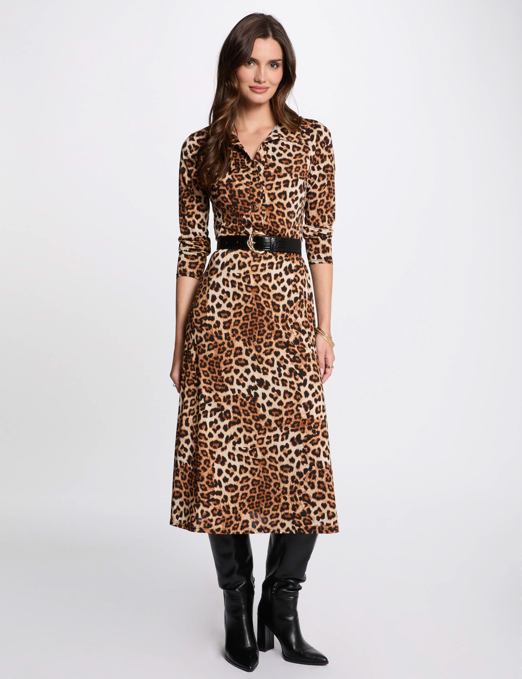 Robe courte droite imprimée multicolore femme