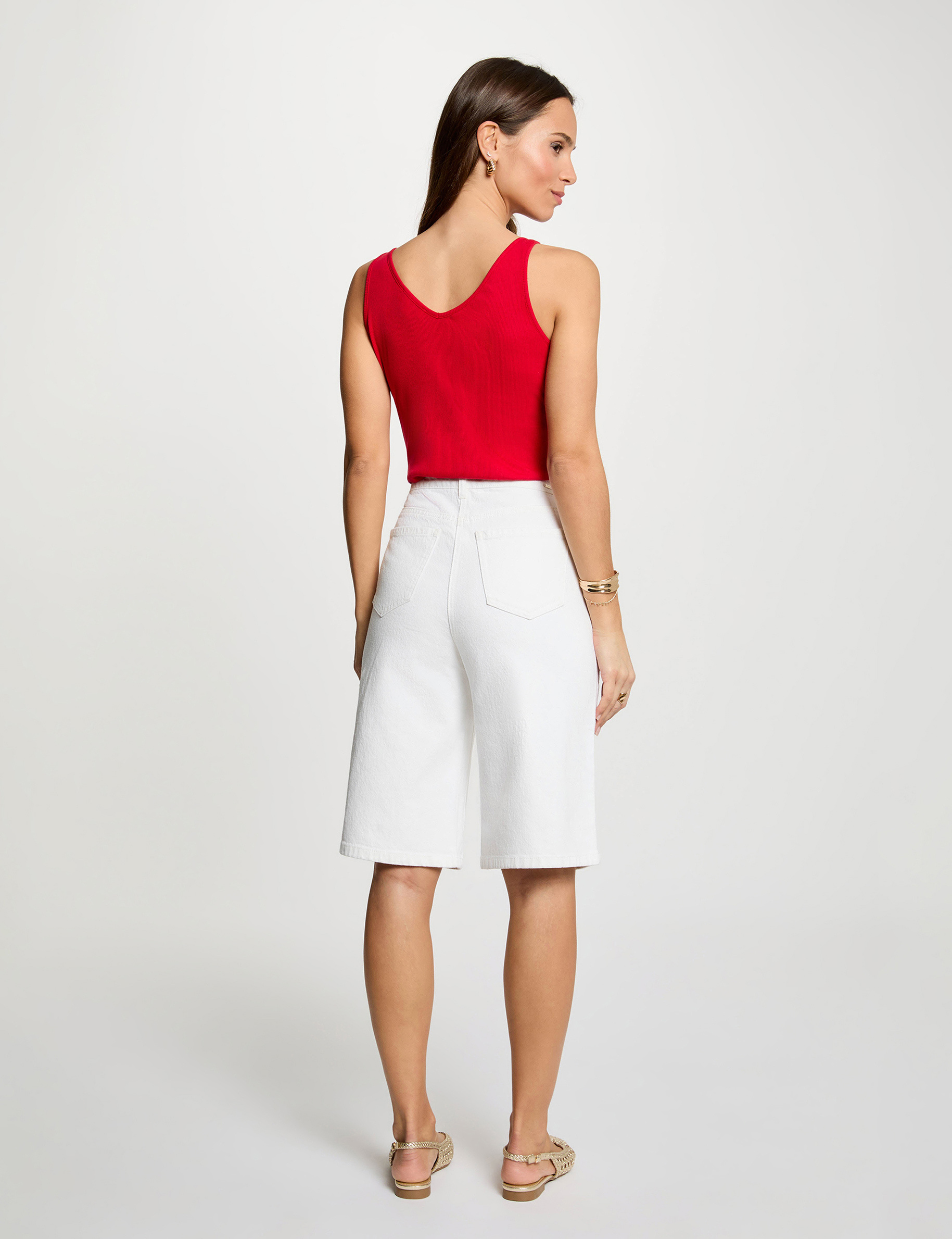 Getailleerde V-hals tanktop rood vrouw