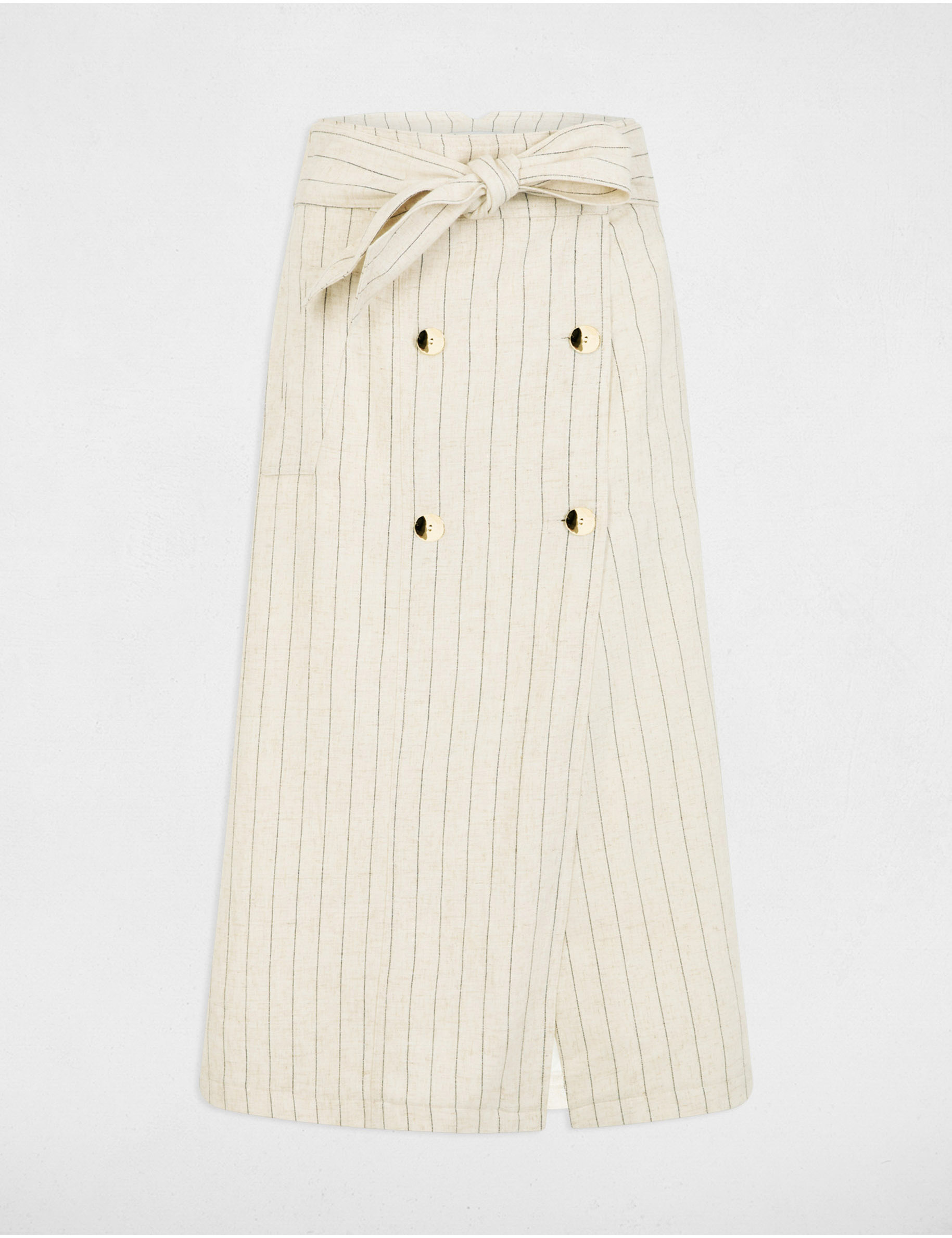 jupe midi rayee beige femme Jupe midi rayée beige femme