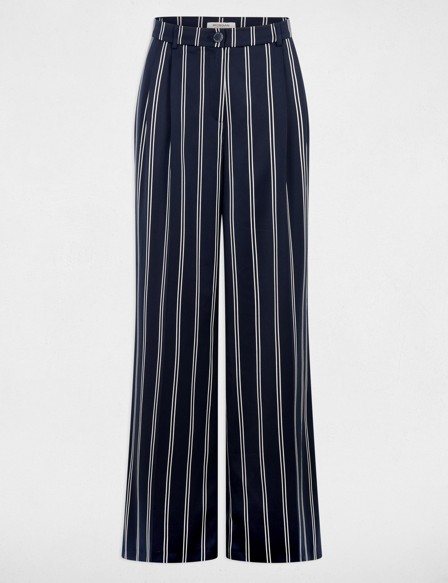 Hoge taille wijde broek marineblauw vrouw