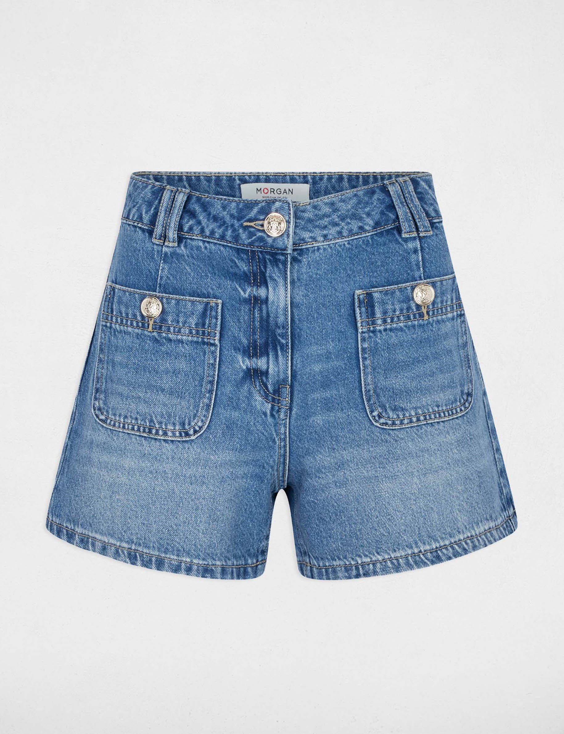 Short slim en jean denim stone femme